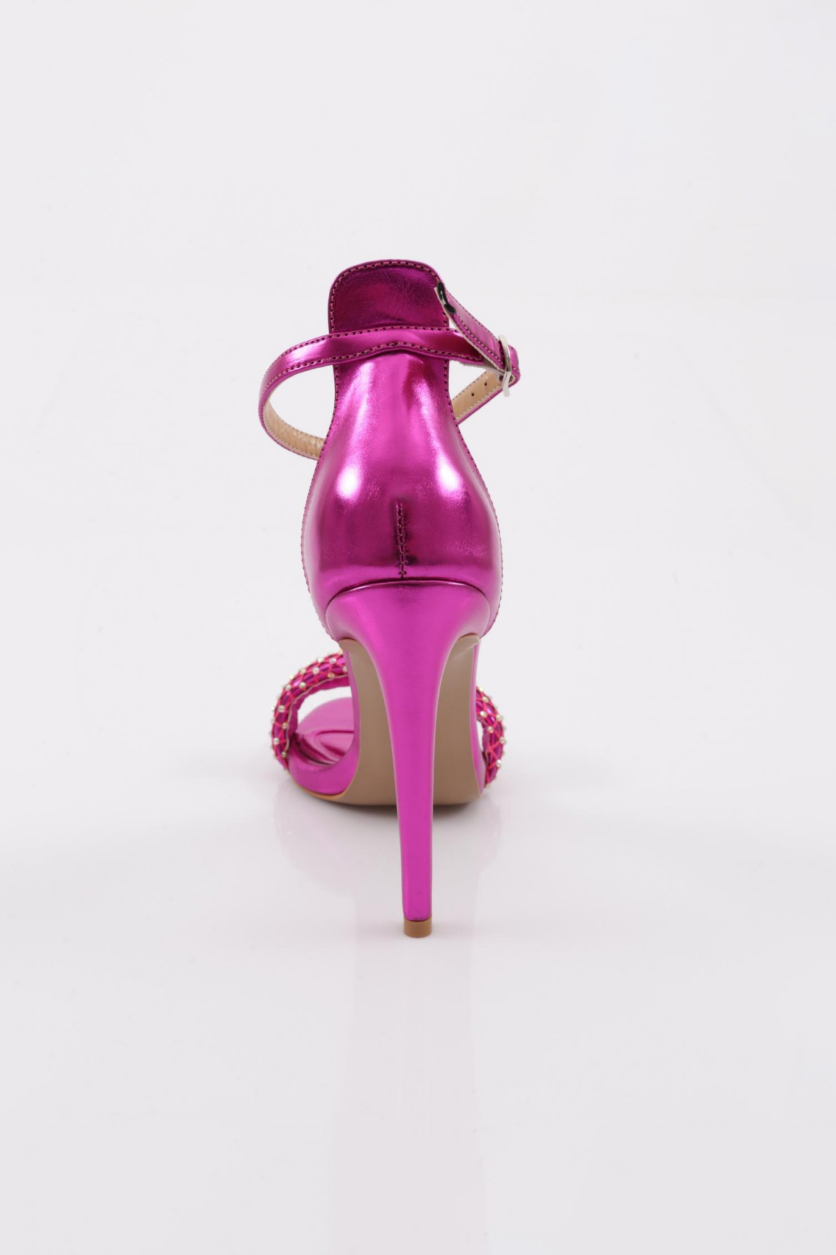 2040 Kadin File Detayli Taş İşli Topuklu Ayakkabi - Görsel 5