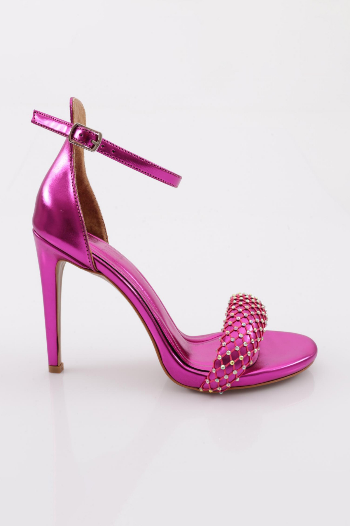 2040 Kadin File Detayli Taş İşli Topuklu Ayakkabi - Görsel 6