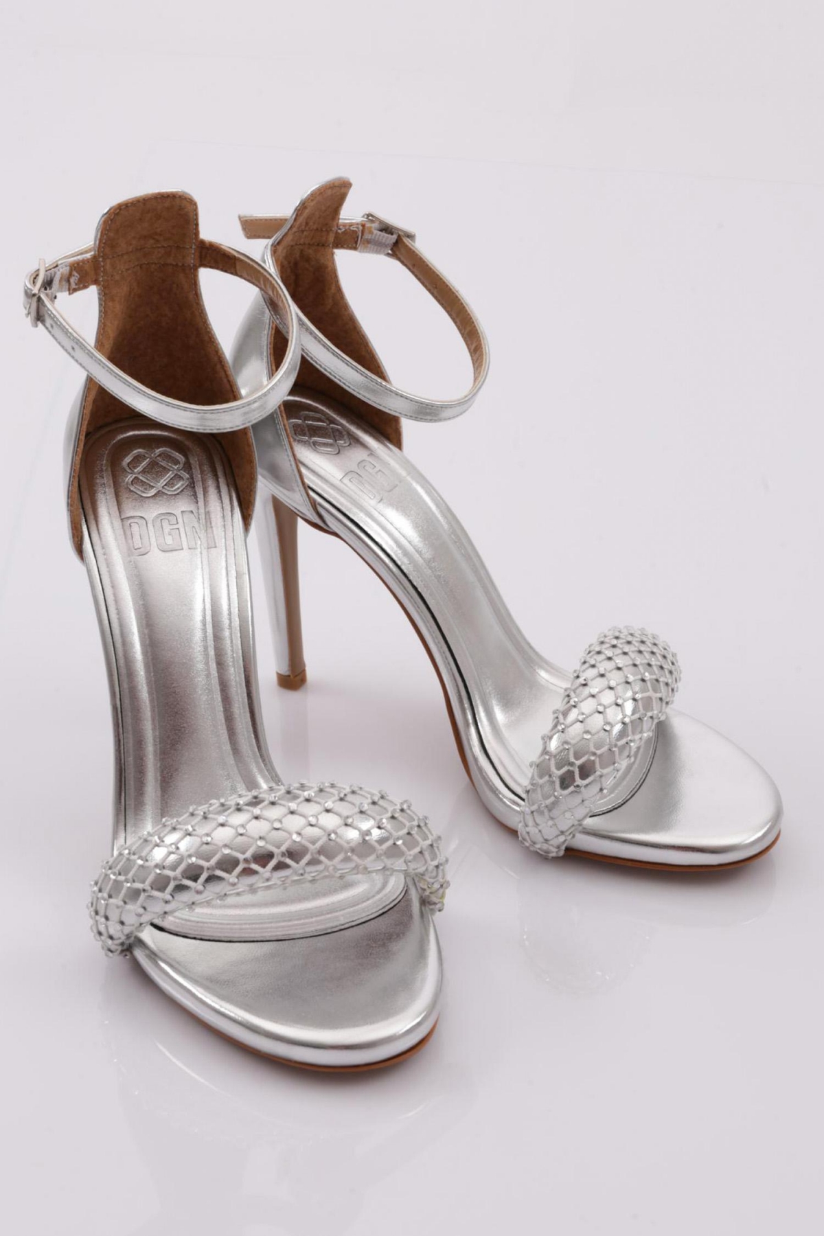 2040 Kadin File Detayli Taş İşli Topuklu Ayakkabi - Görsel 3