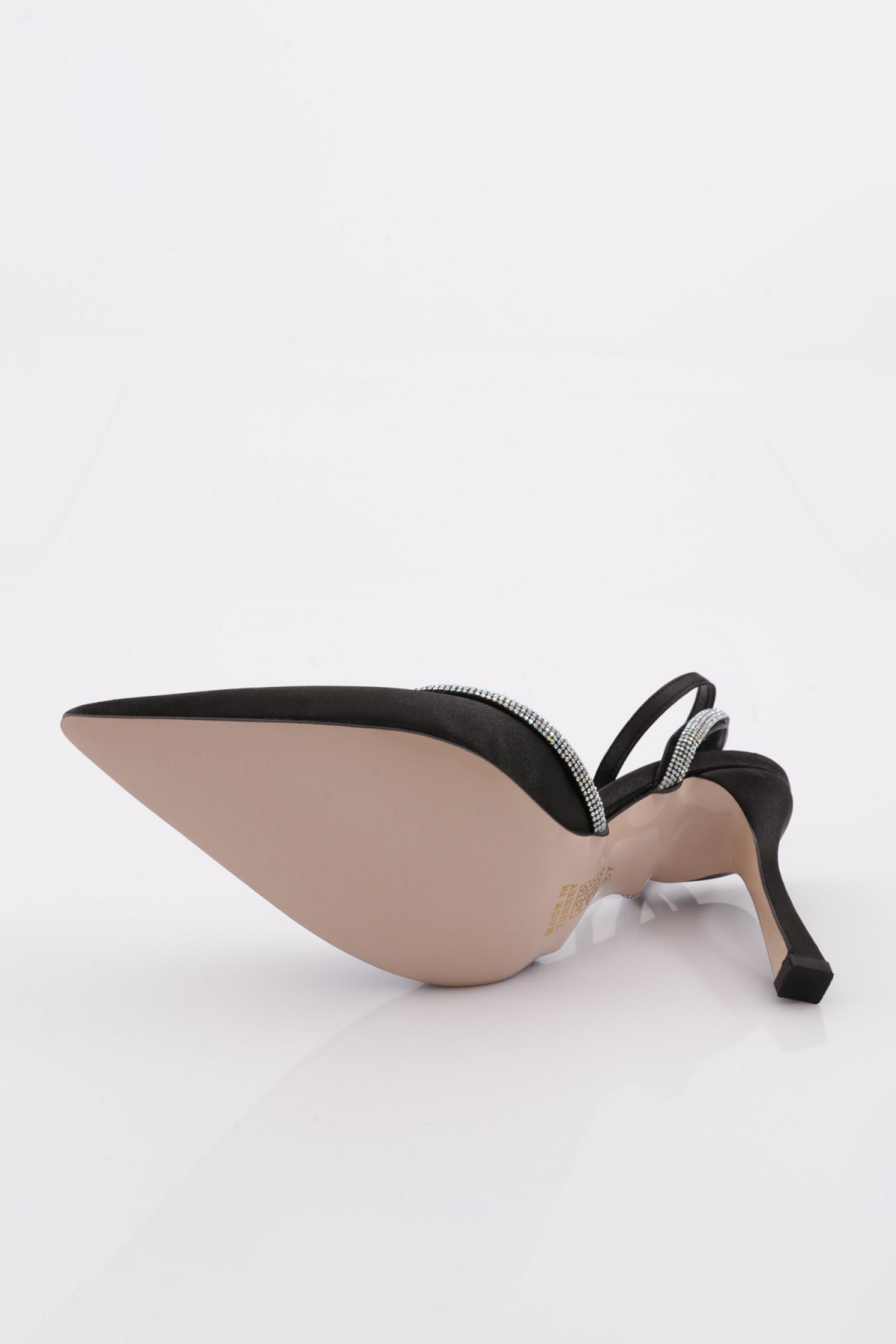 7707 Kadin Sivri Burun Parmak Dekolteli Silver Taş Detayli Yanlar Açik Bilekten Bağli Topuklu Ayakkabi - Görsel 6