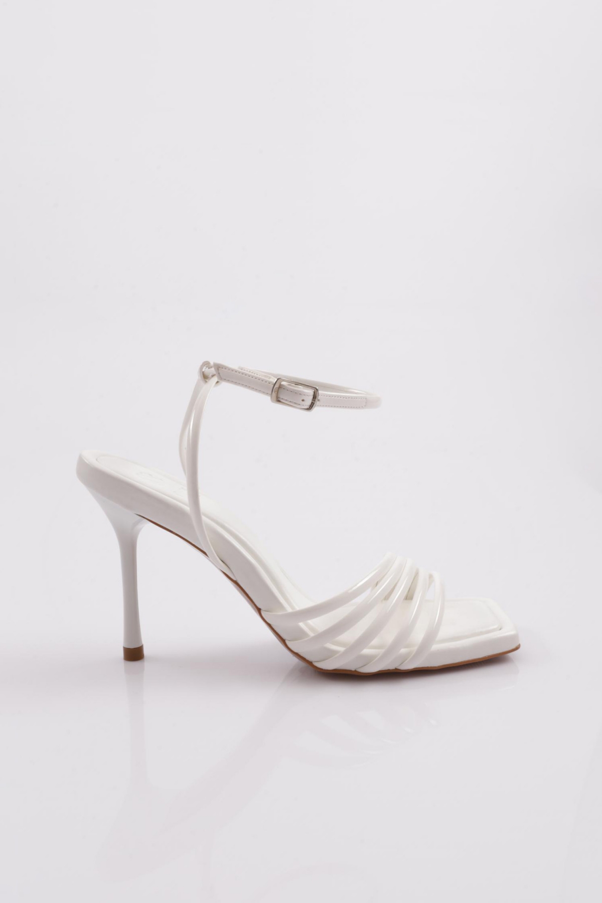 1158 Kadin İnce Topuk 5 Şerit Topuklu Ayakkabi - Görsel 6