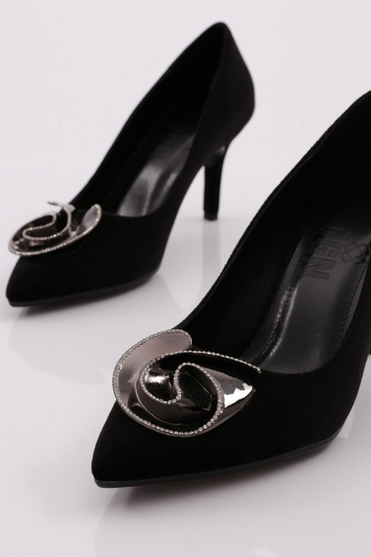 36090 Kadin Gül Detayi Topuklu Ayakkabi - Görsel 5