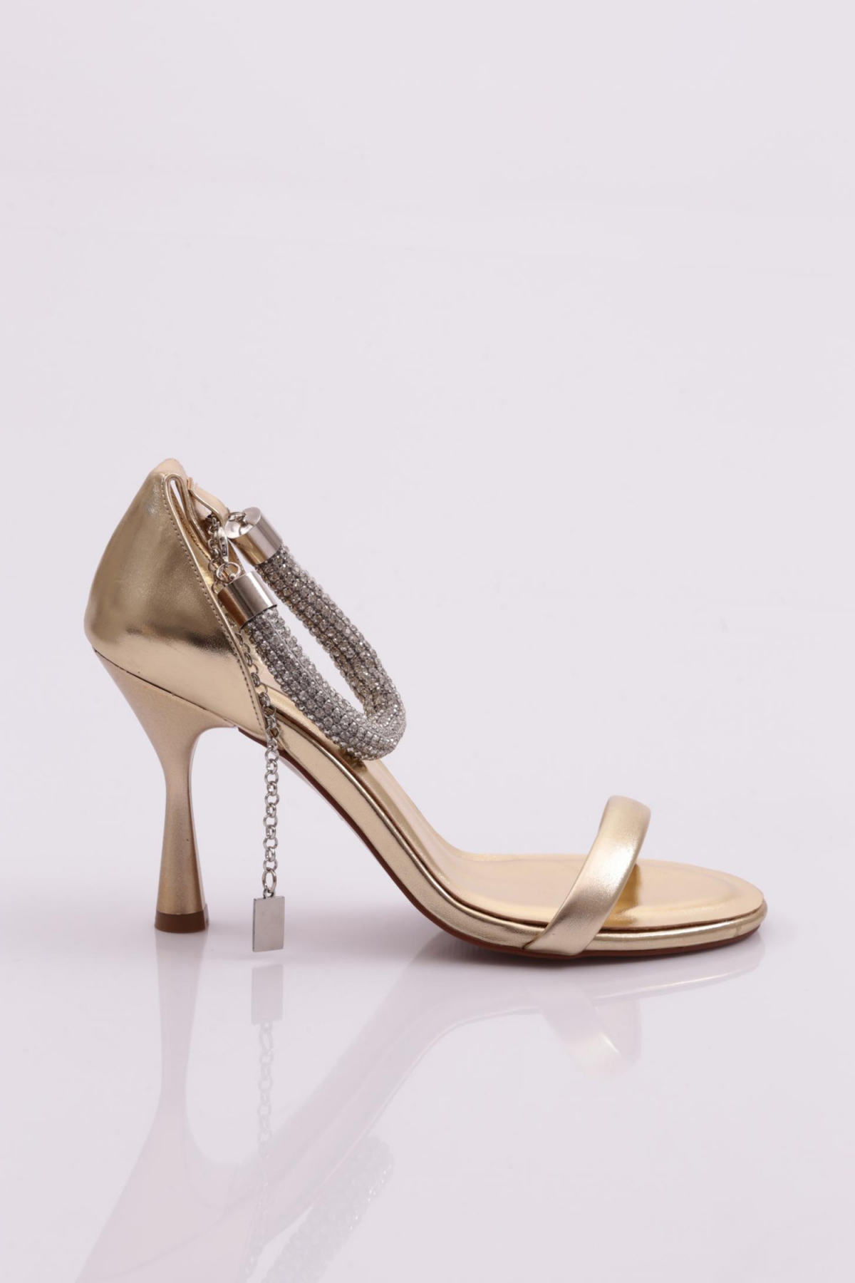 4607 Kadin Tek Şeritli Bilekten Bağlamali Topuklu Ayakkabi - Görsel 6