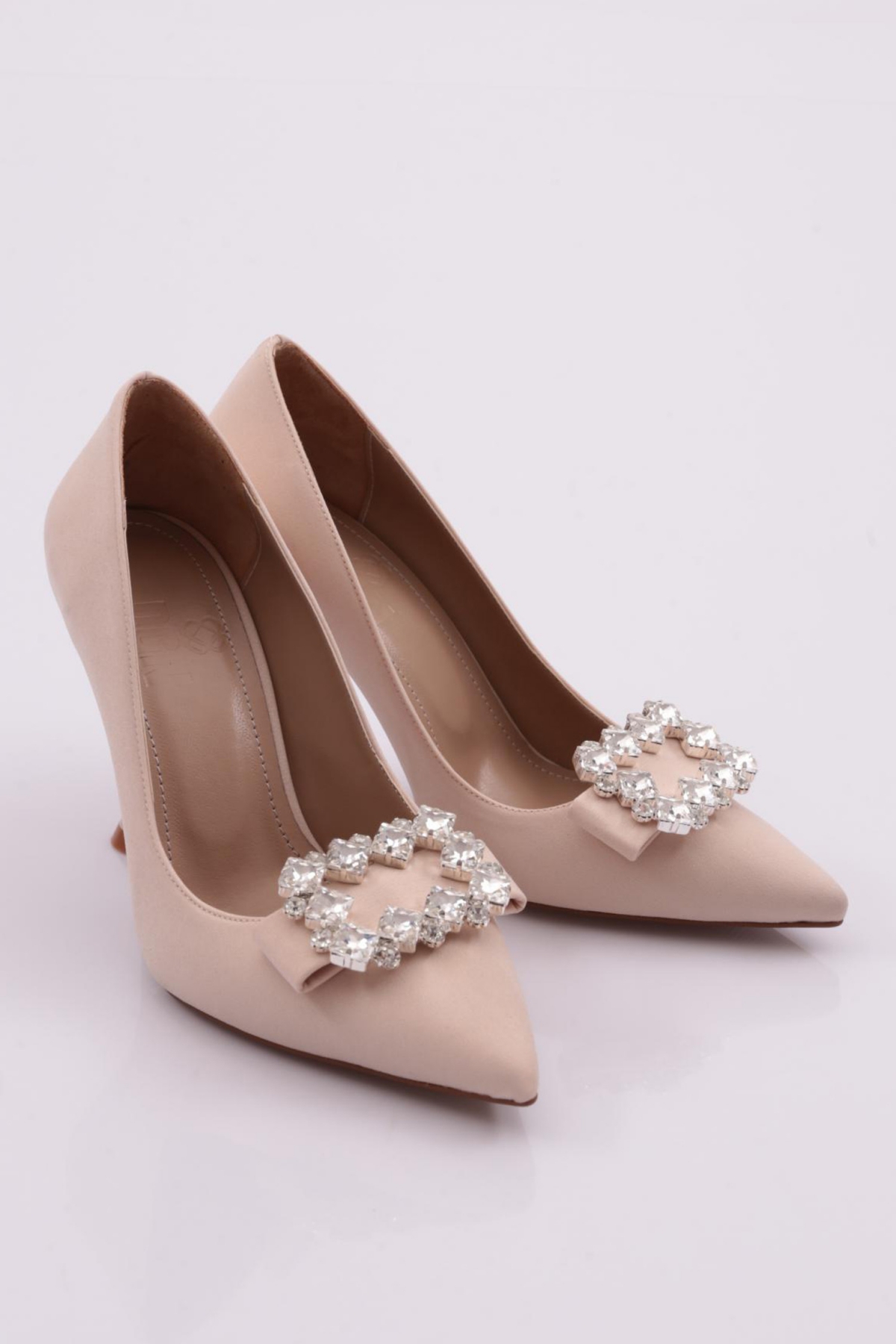 34125 Kadin Kare Taş Tokali Topuklu Ayakkabi - Görsel 3