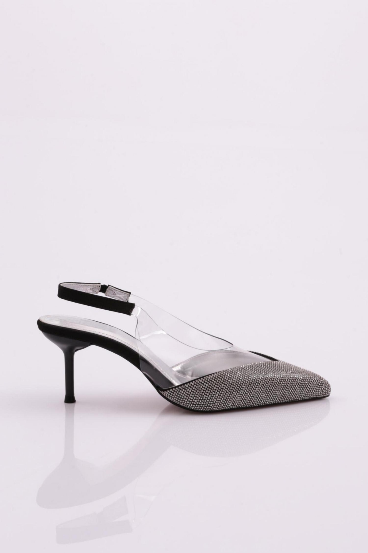 1773 Kadin Önü Taş İşlemeli Arkasi Açik Topuklu Ayakkabi - Görsel 2