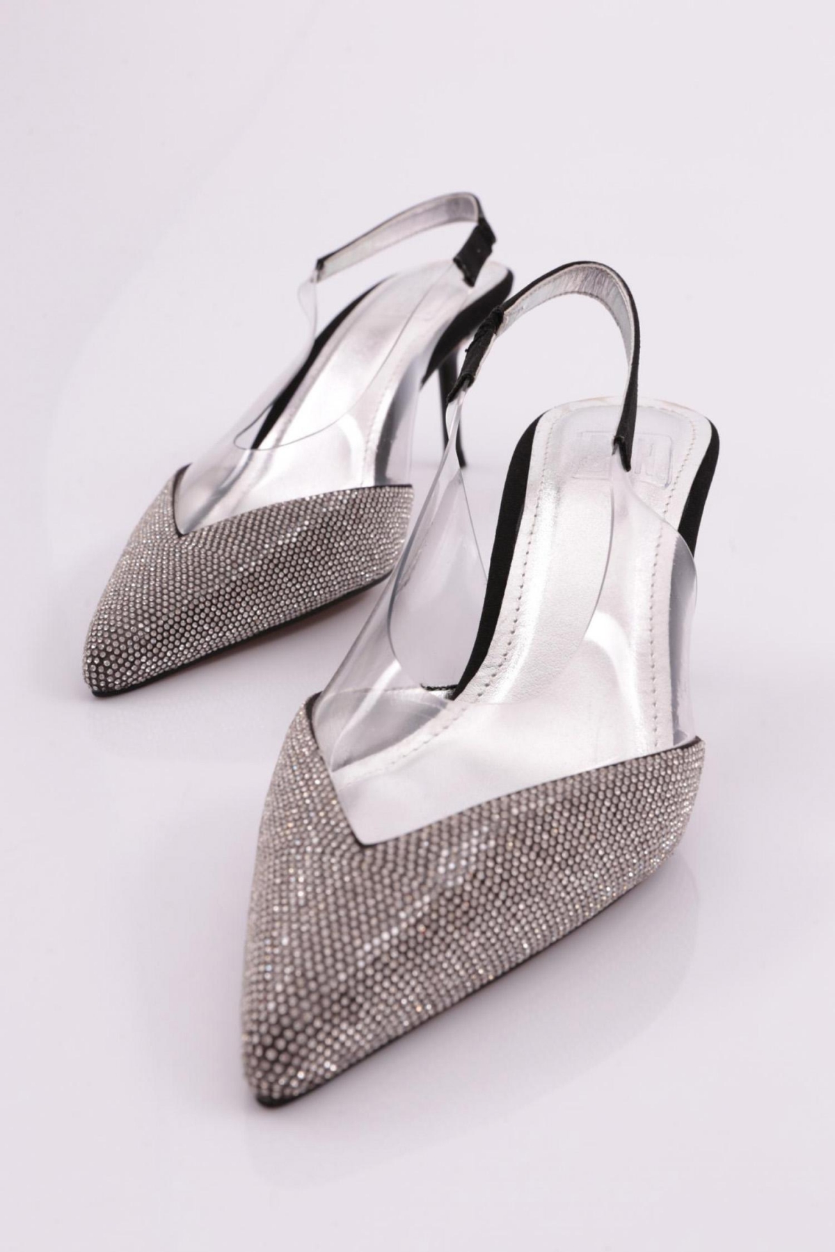 1773 Kadin Önü Taş İşlemeli Arkasi Açik Topuklu Ayakkabi - Görsel 5