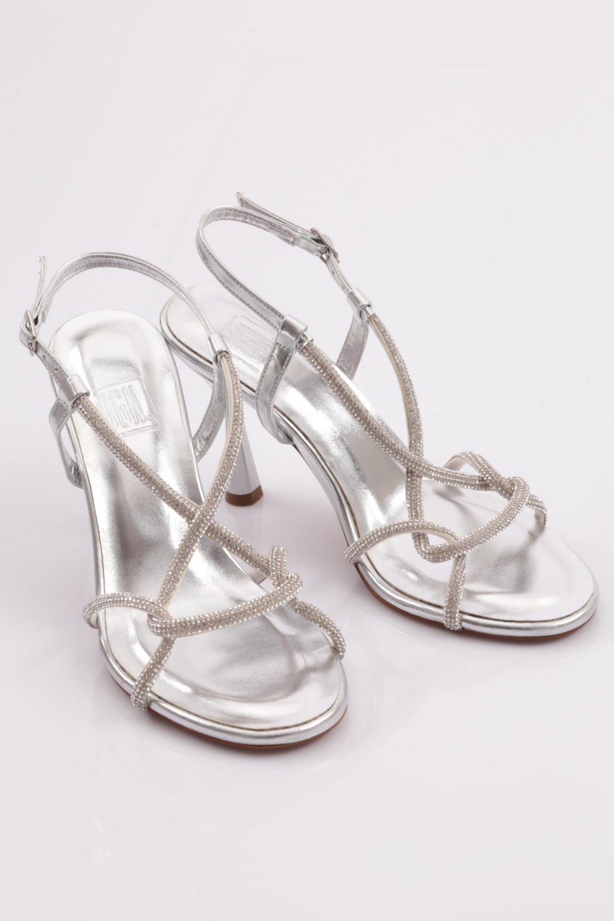 4614 Kadin Taş İpli Topuklu Ayakkabi - Görsel 3