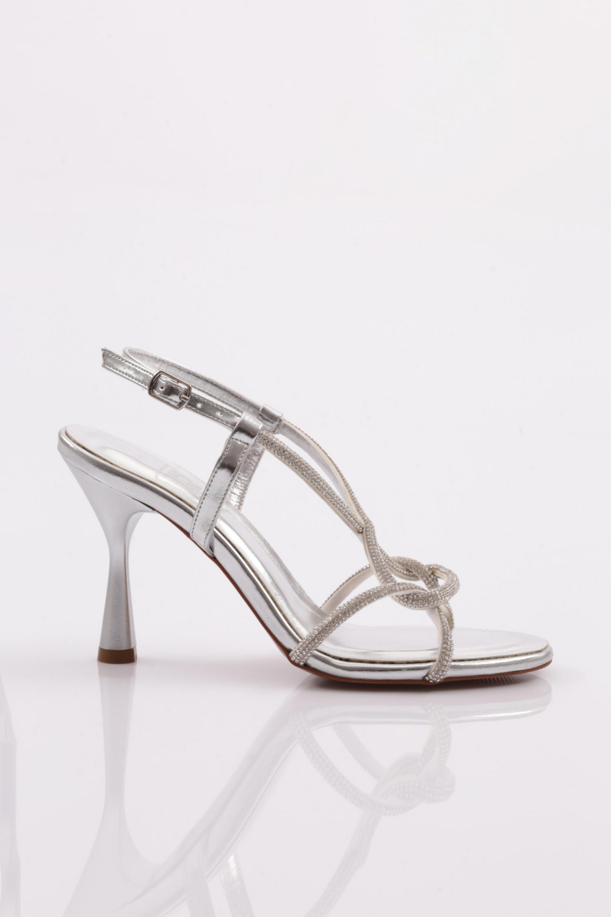 4614 Kadin Taş İpli Topuklu Ayakkabi - Görsel 6