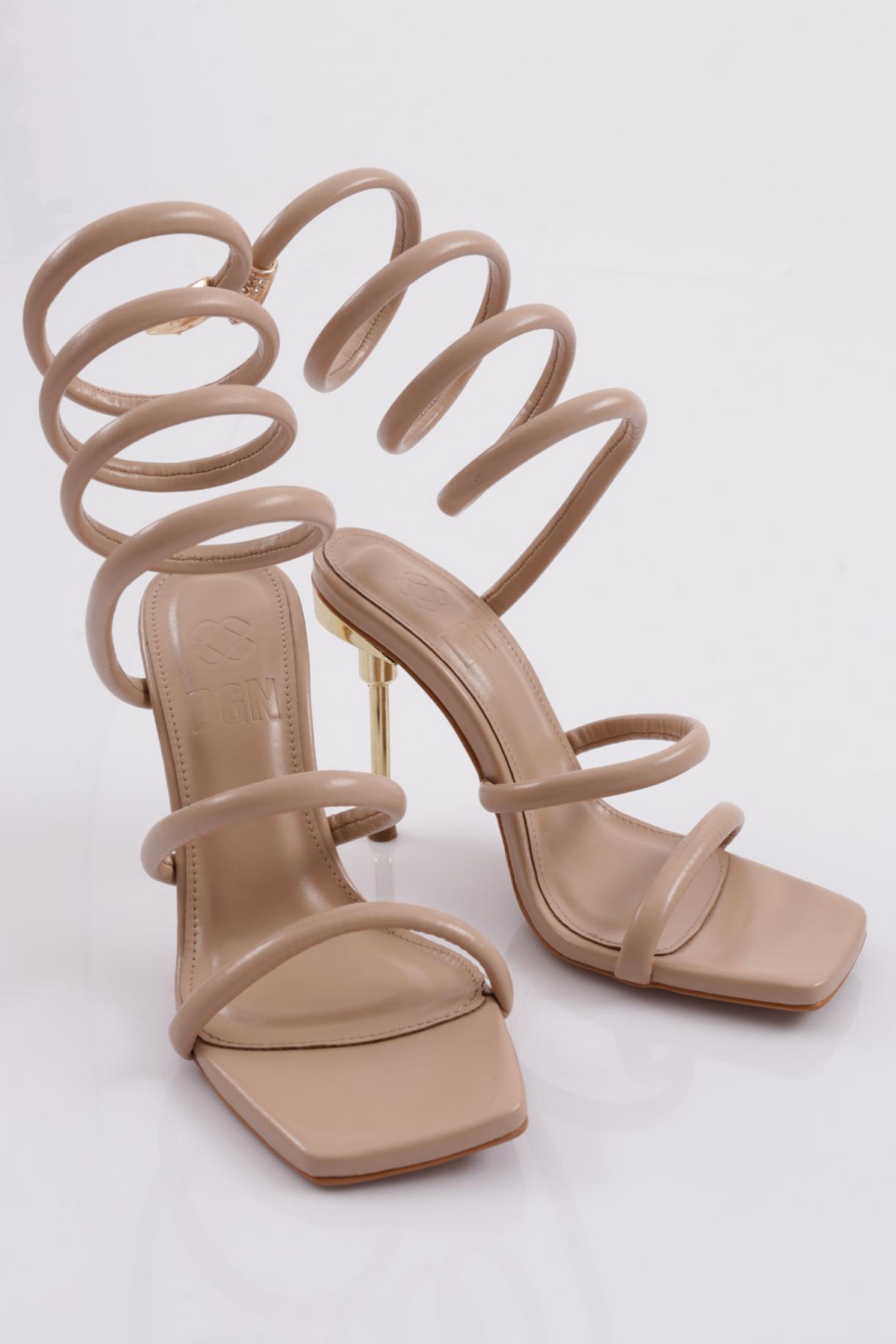 1274 Kadin Bilekten Sarmali Topuklu Ayakkabi - Görsel 3