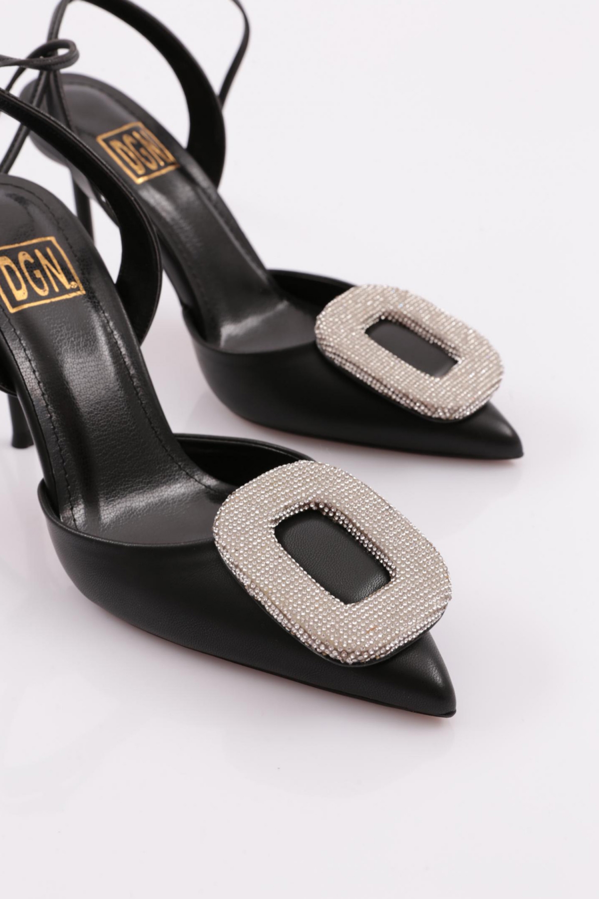 5066 Kadin Yuvarlak Taş Detayli Topuklu Ayakkabi - Görsel 5