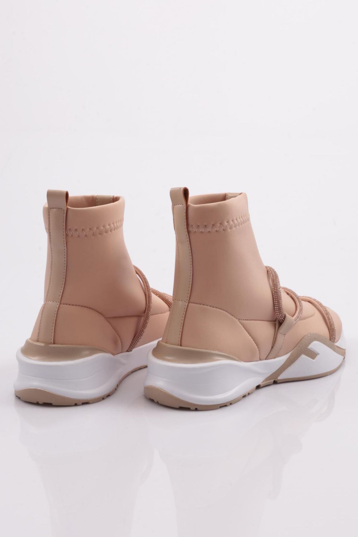 032-22K Kadin Kalin Taban Silver Taş Detayli Bot - Görsel 4
