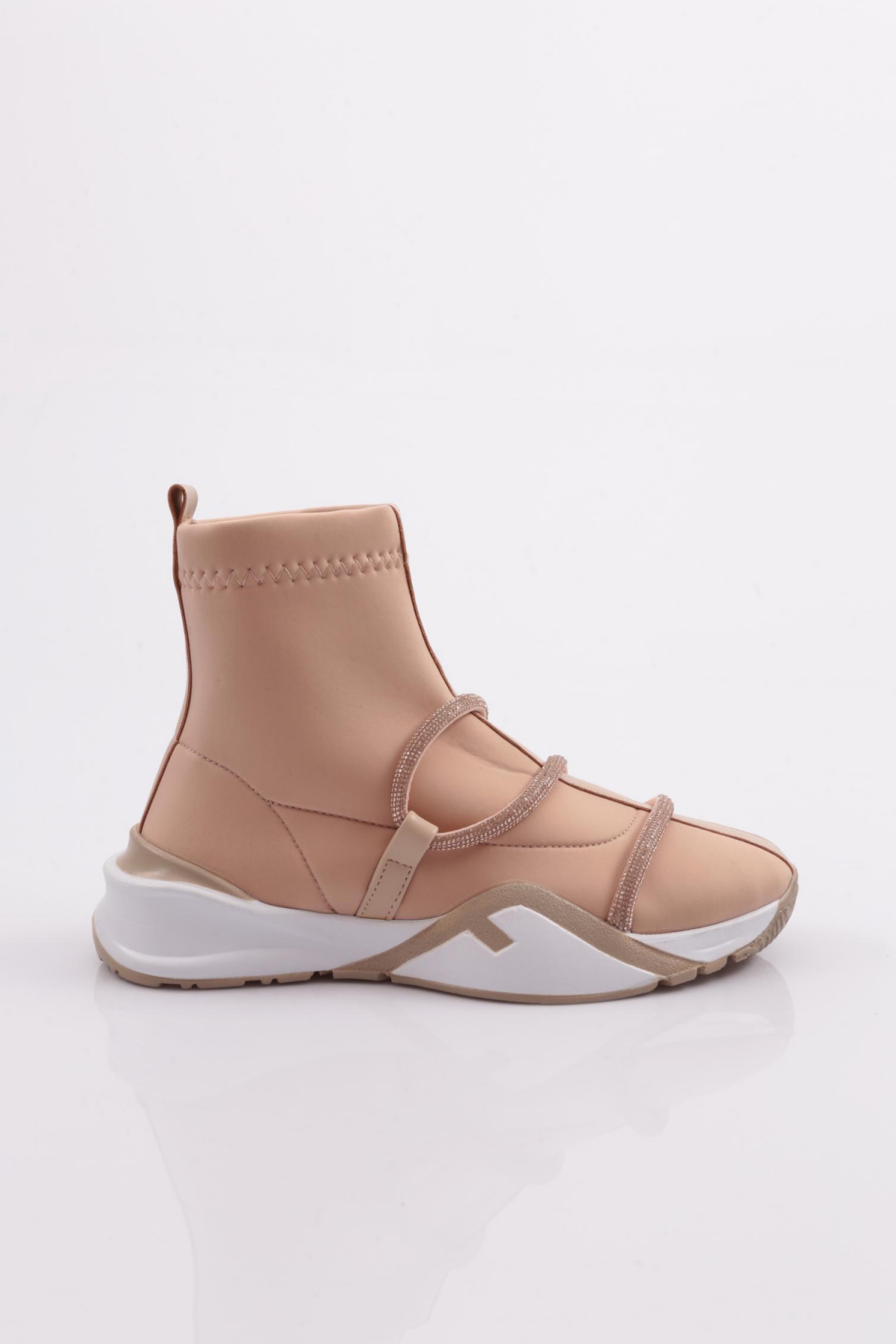 032-22K Kadin Kalin Taban Silver Taş Detayli Bot - Görsel 6