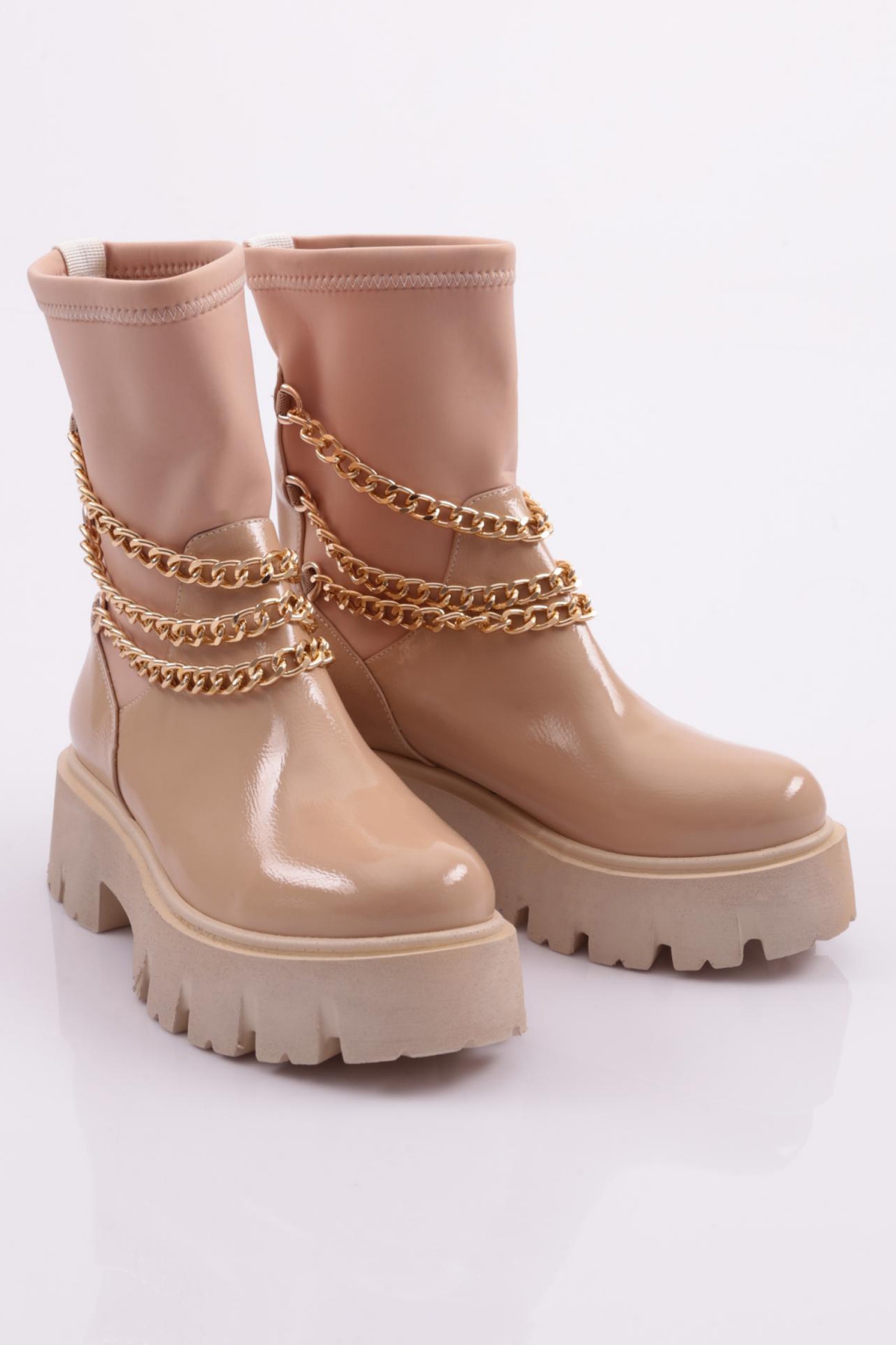 Es806 Kadin Kalin Zincir Aksesuarli Bot - Görsel 3