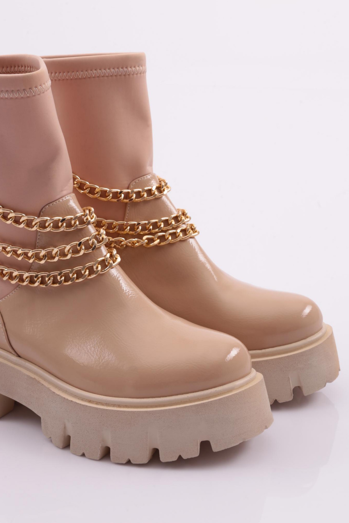 Es806 Kadin Kalin Zincir Aksesuarli Bot - Görsel 5