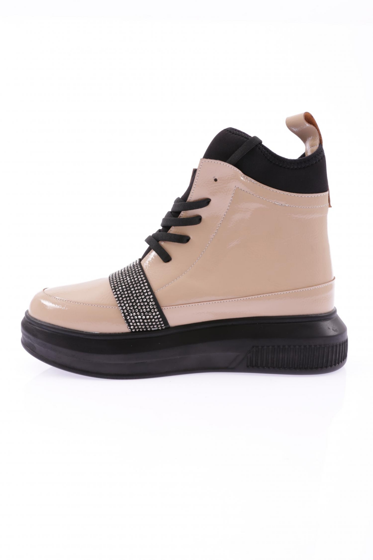 970 Kadin Strech Detayli Silver Taş Bantli Bot - Görsel 4