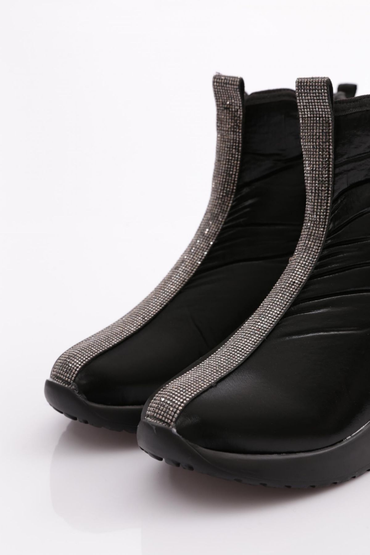 600 Kadin Fermuarli Taş Şeritli Bot - Görsel 5