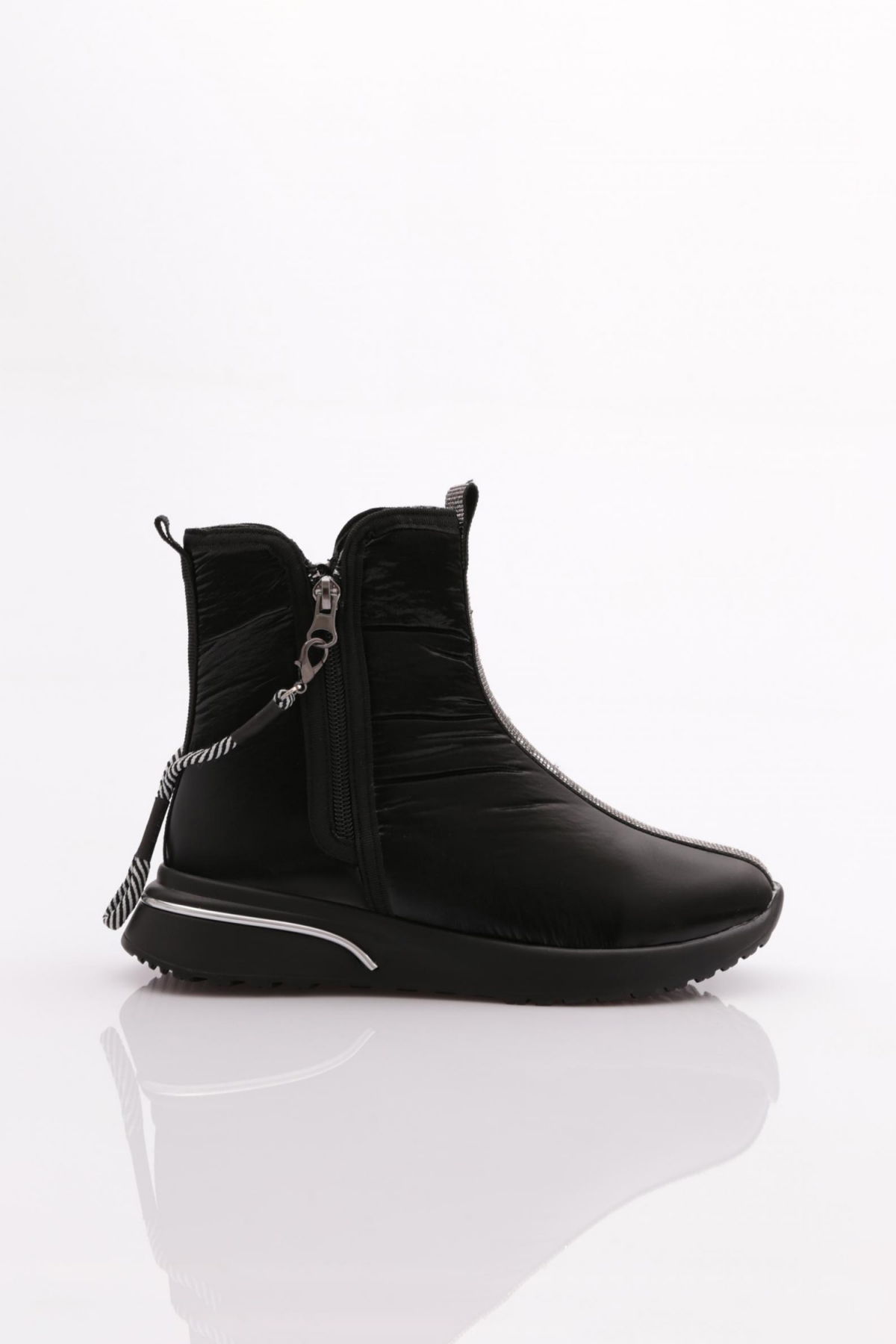 600 Kadin Fermuarli Taş Şeritli Bot - Görsel 6