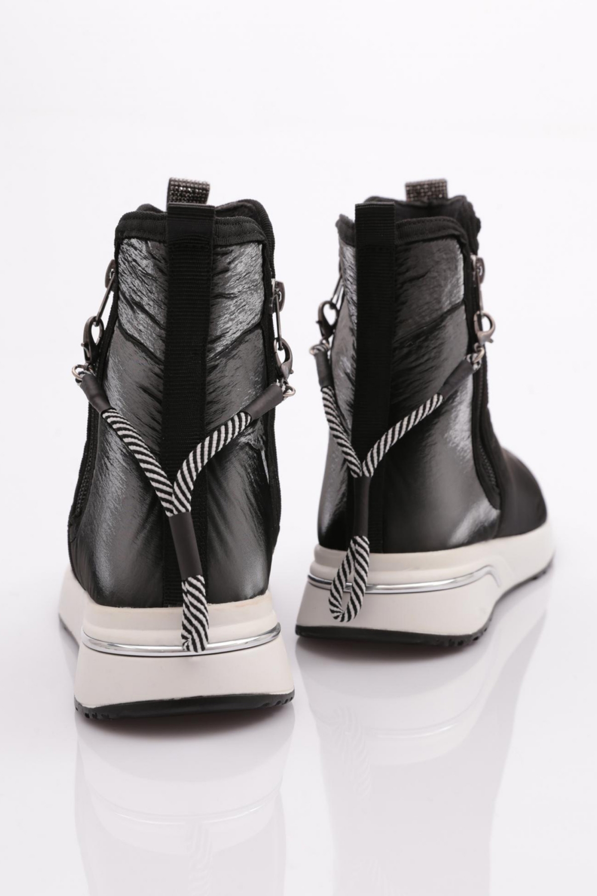 600 Kadin Fermuarli Taş Şeritli Bot - Görsel 4