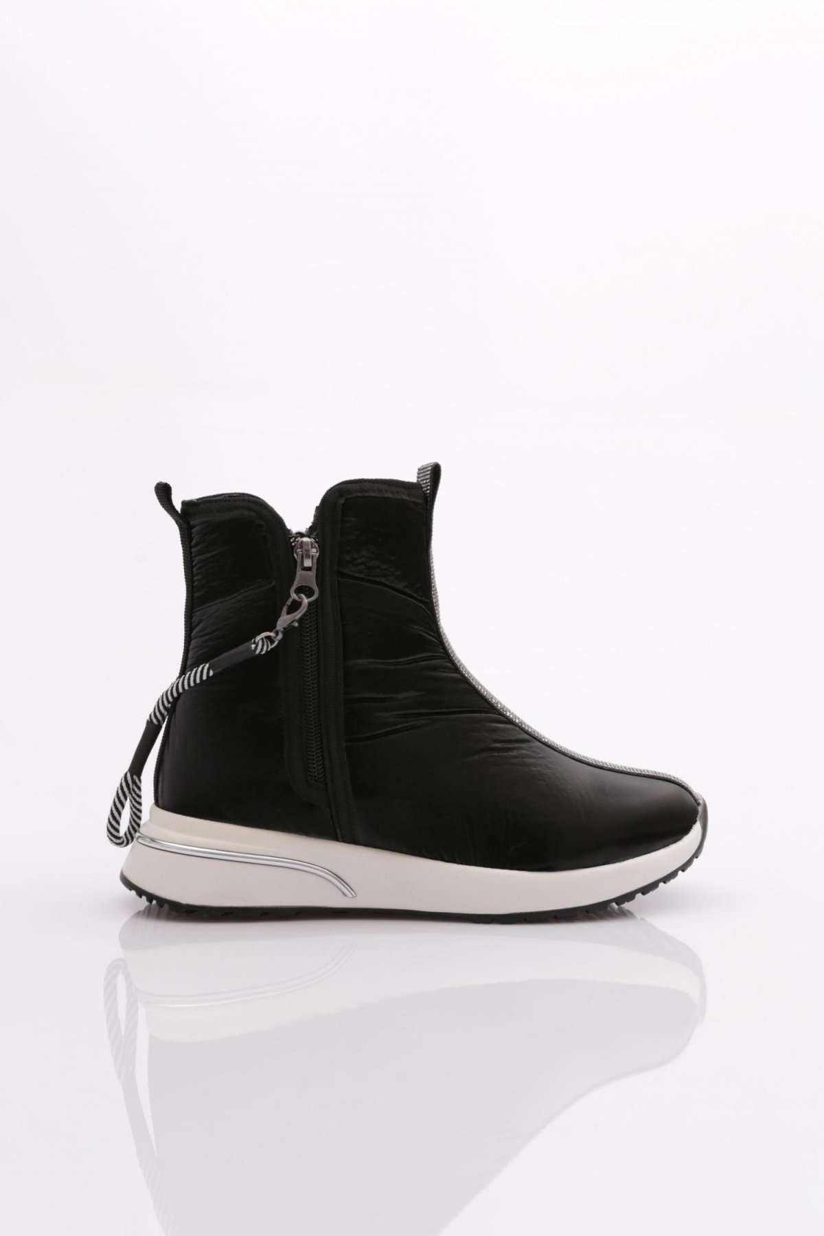 600 Kadin Fermuarli Taş Şeritli Bot - Görsel 6