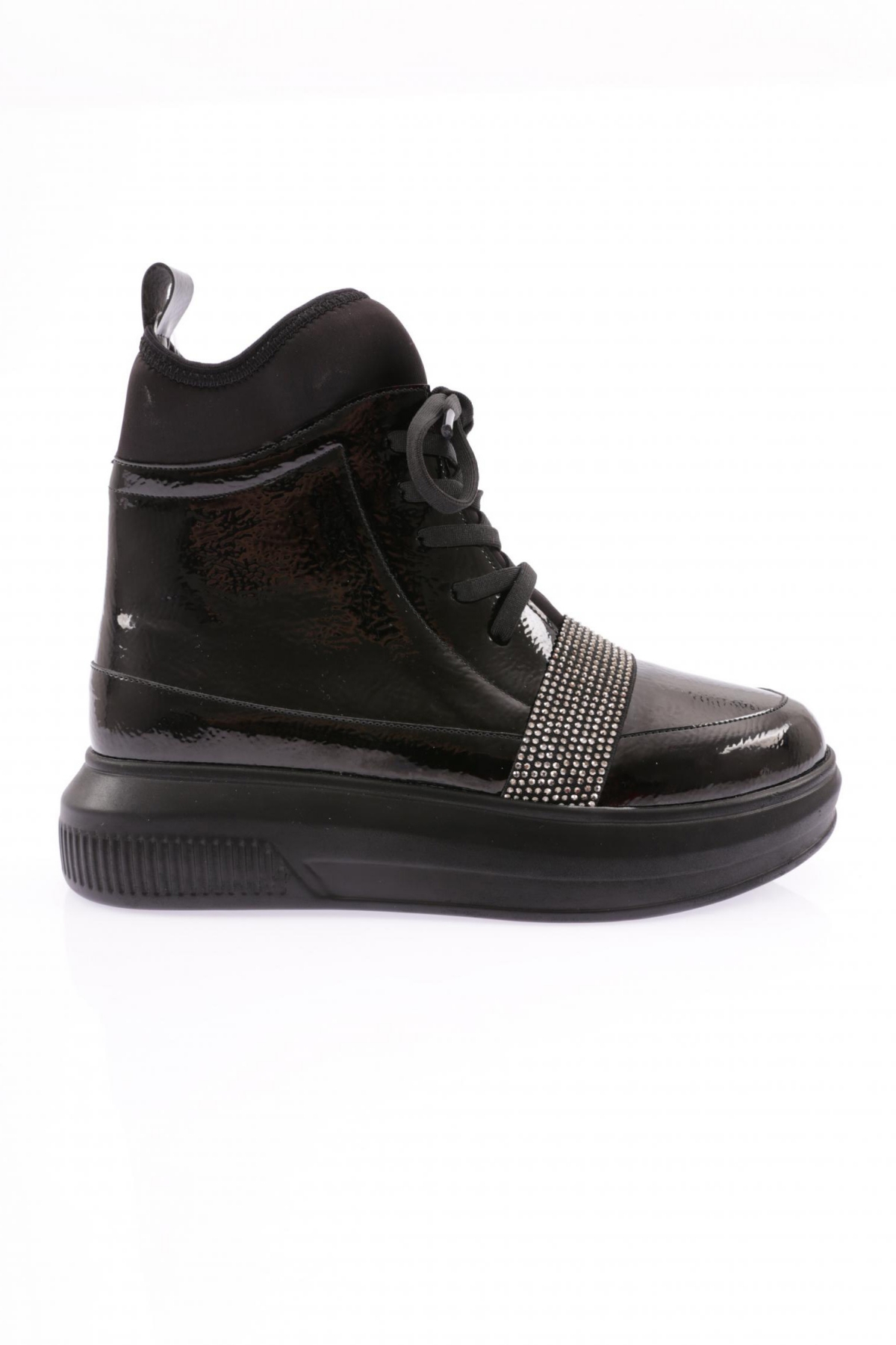 970 Kadin Strech Detayli Silver Taş Bantli Bot - Görsel 2