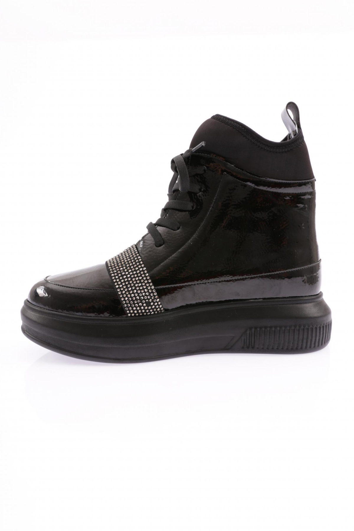 970 Kadin Strech Detayli Silver Taş Bantli Bot - Görsel 4