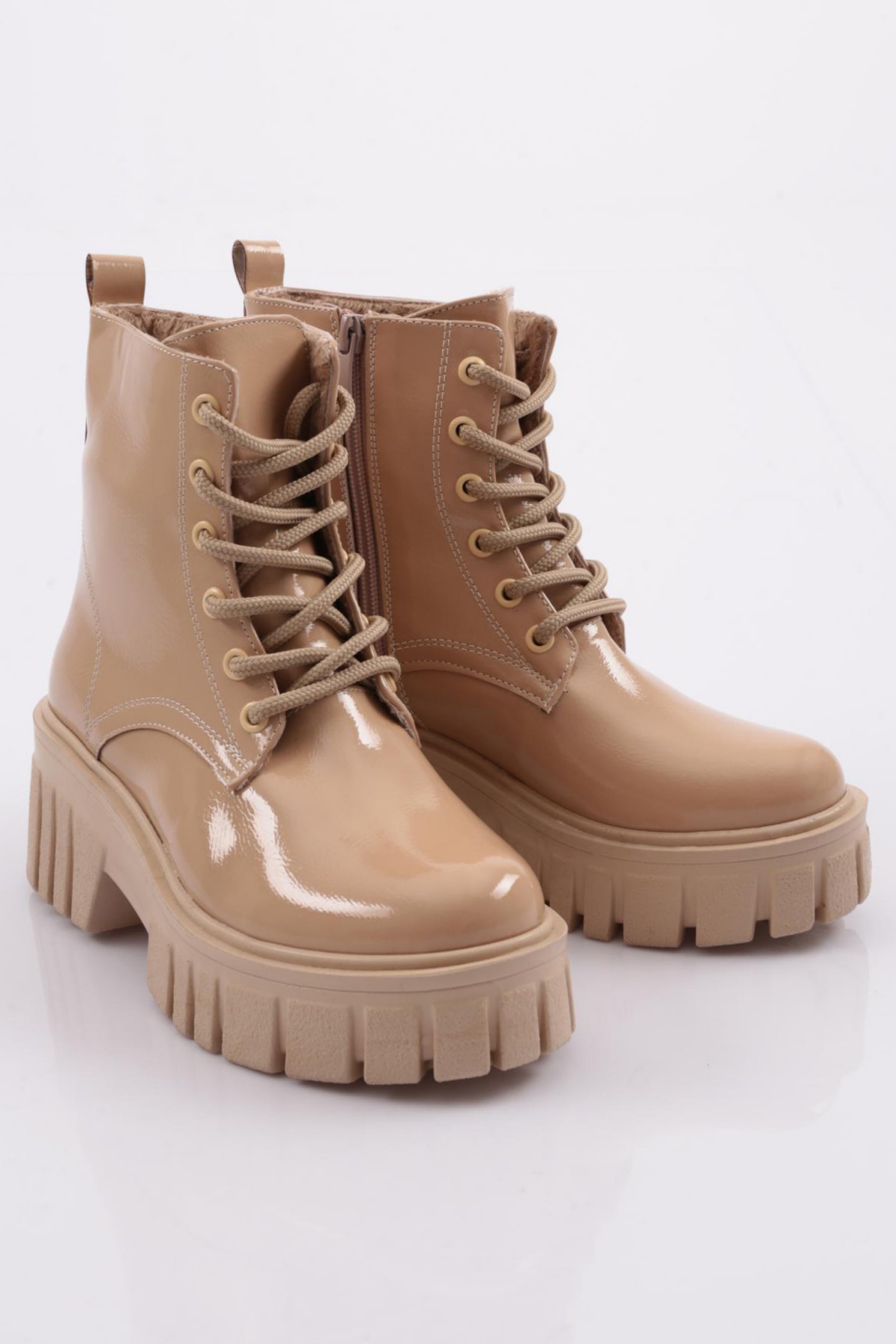 Es805 Kadin Kalin Taban Bağcikli Topuklu Bot - Görsel 3