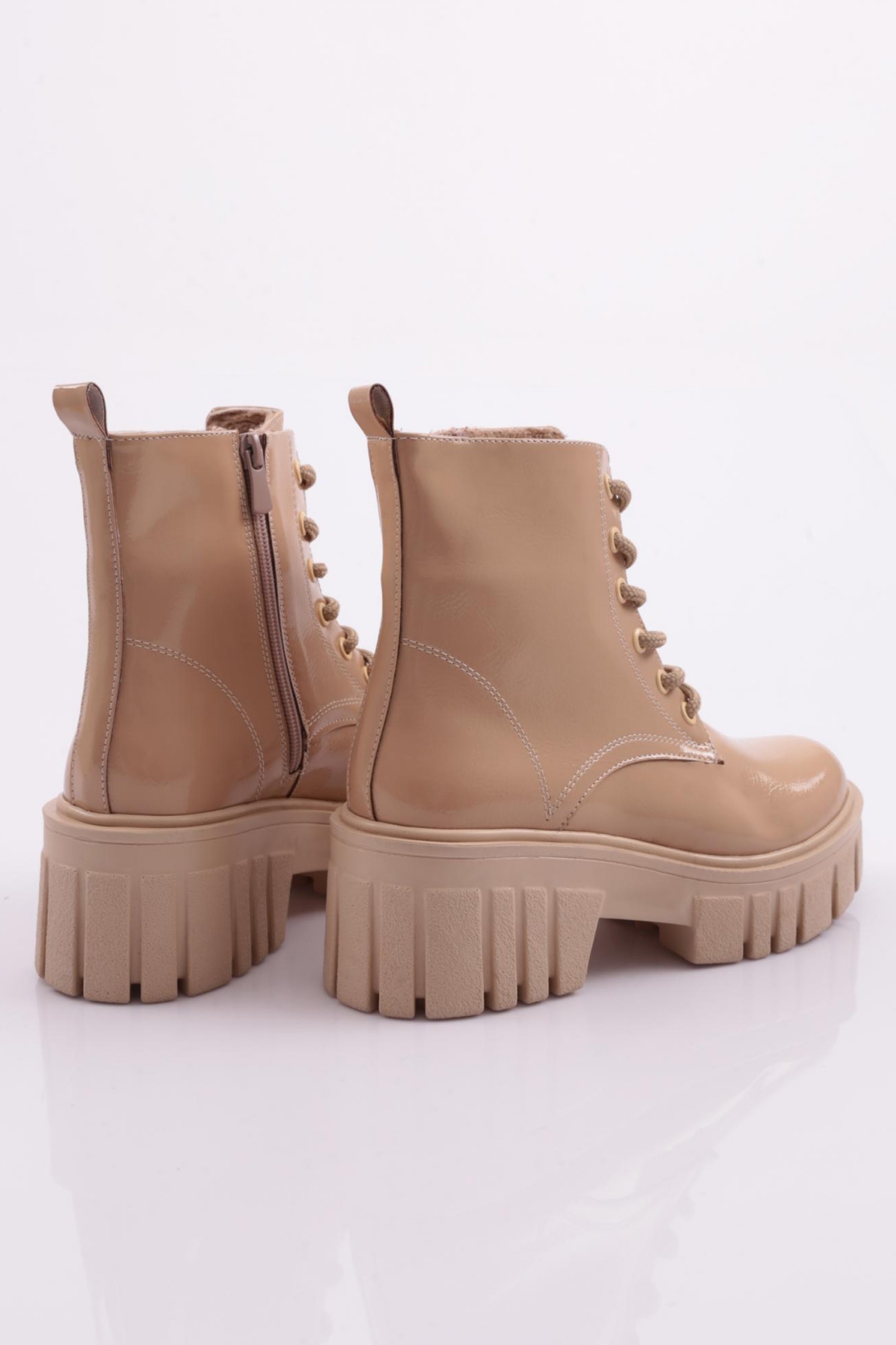 Es805 Kadin Kalin Taban Bağcikli Topuklu Bot - Görsel 4