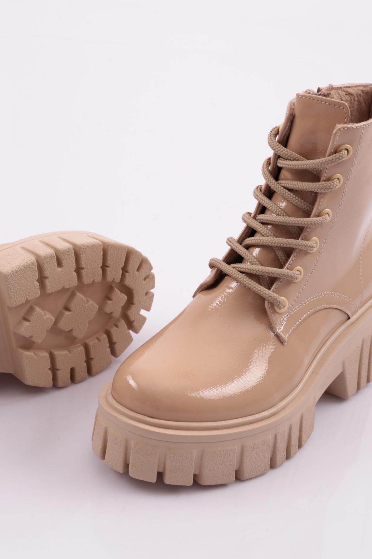 Es805 Kadin Kalin Taban Bağcikli Topuklu Bot - Görsel 5