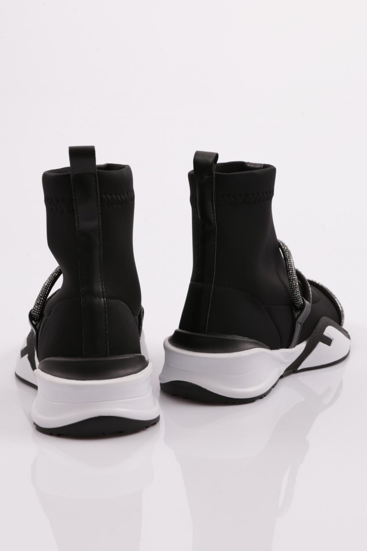 032-22K Kadin Kalin Taban Silver Taş Detayli Bot - Görsel 4