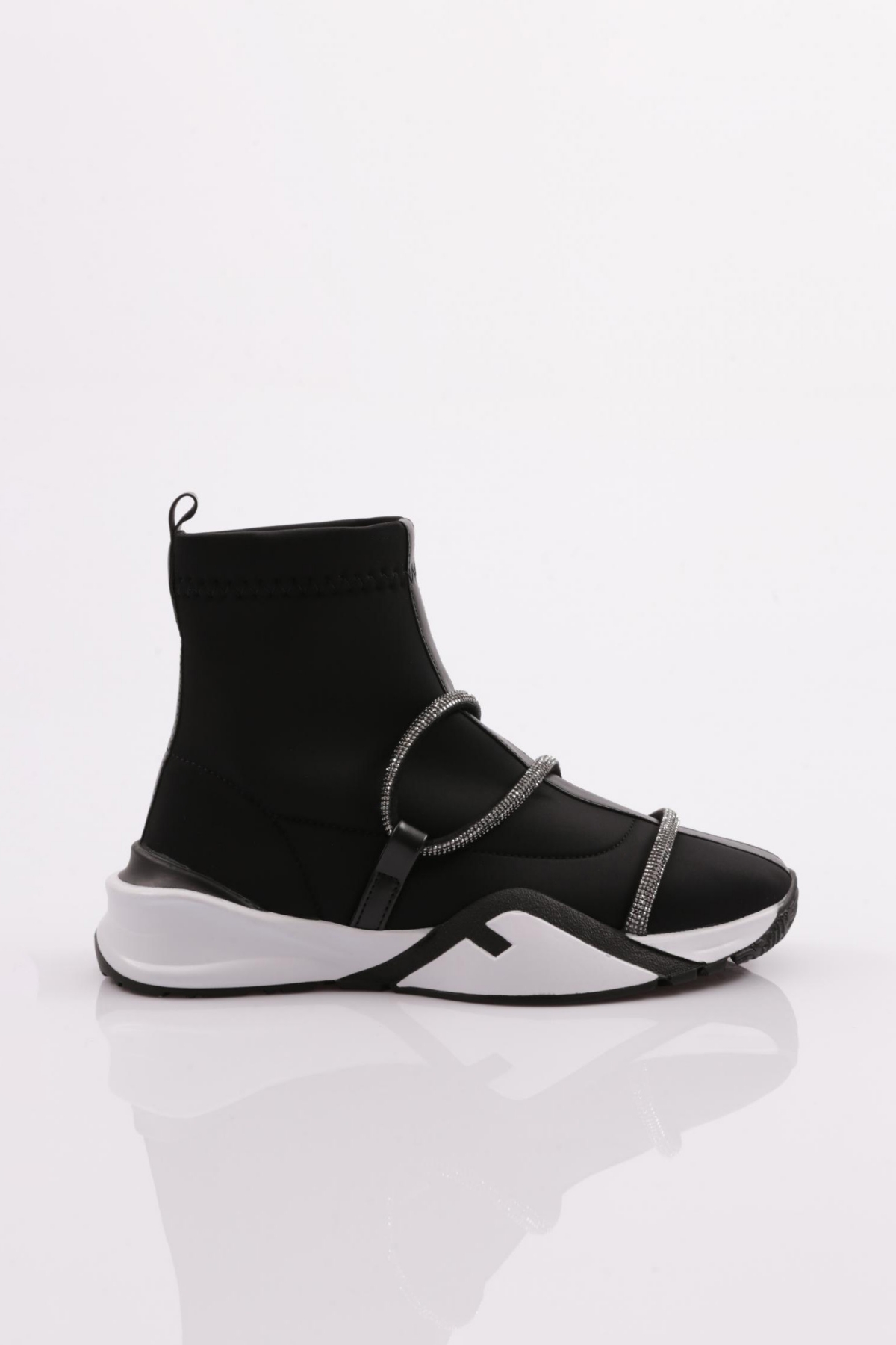 032-22K Kadin Kalin Taban Silver Taş Detayli Bot - Görsel 6