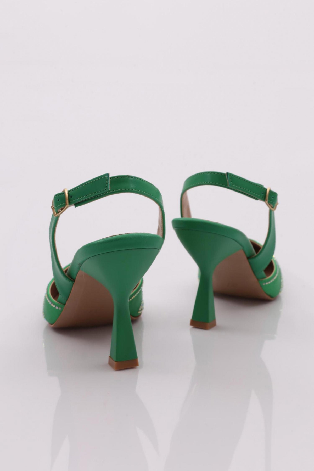 01-23Y Kadin Silver Taşli Sivri Burun Topuklu Ayakkabi - Görsel 4