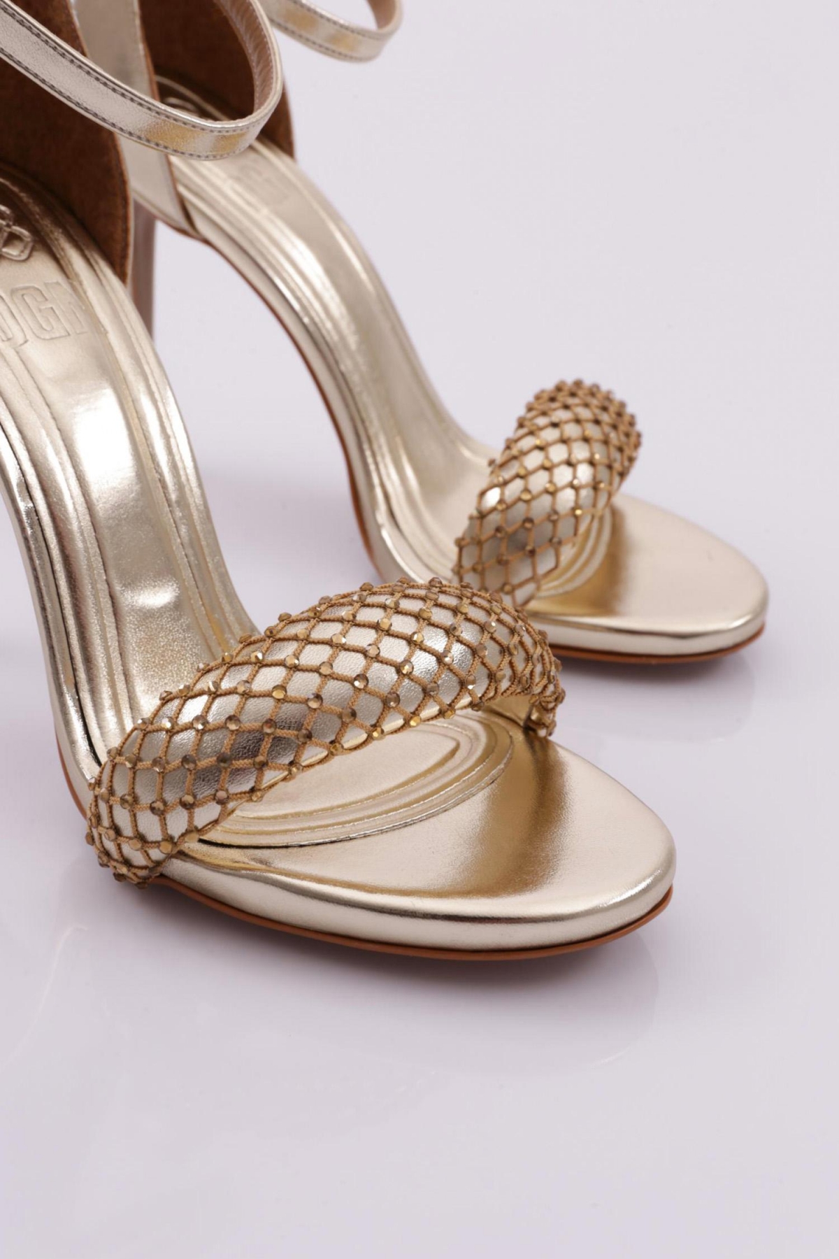 2040 Kadin File Detayli Taş İşli Topuklu Ayakkabi - Görsel 5