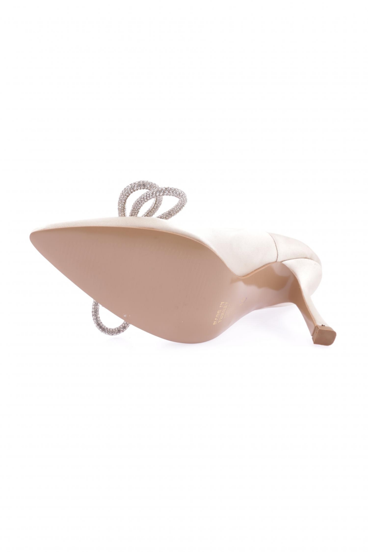 5755-424 Gümüş Fiyonk Tokali Sivri Burun Kadin Topuklu Ayakkabi - Görsel 6