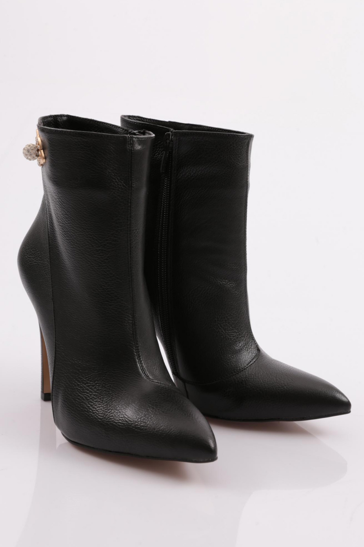 4247 Kadin İnci Taşli Sivri Burun İnce Topuklu Bot - Görsel 3