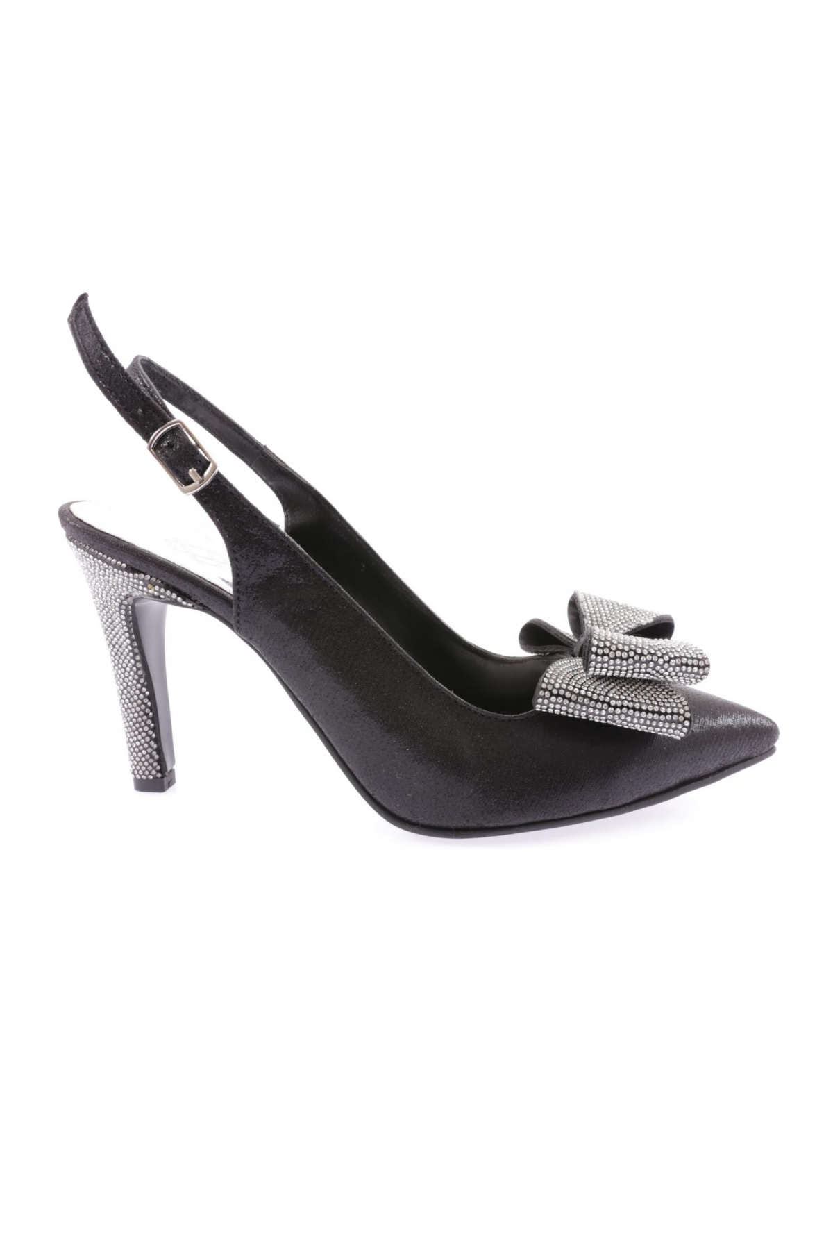 1316 23Y Kadin Sivri Burun Kristal Taşli Fiyonklu Bilekten Bağli Abiye Ayakkabi - Görsel 2
