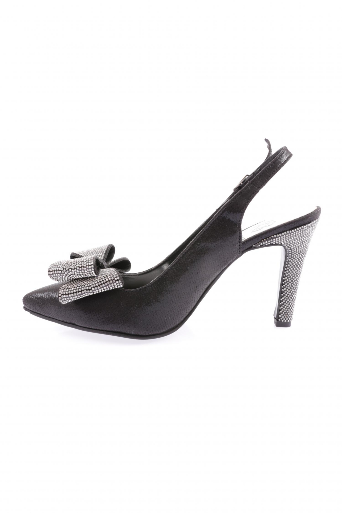 1316 23Y Kadin Sivri Burun Kristal Taşli Fiyonklu Bilekten Bağli Abiye Ayakkabi - Görsel 4