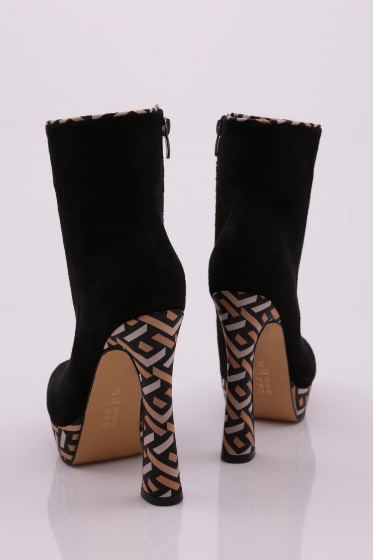 1300-22K Kadin Yüksek Platform Fermuarli Kadeh Topuklu Bot - Görsel 4