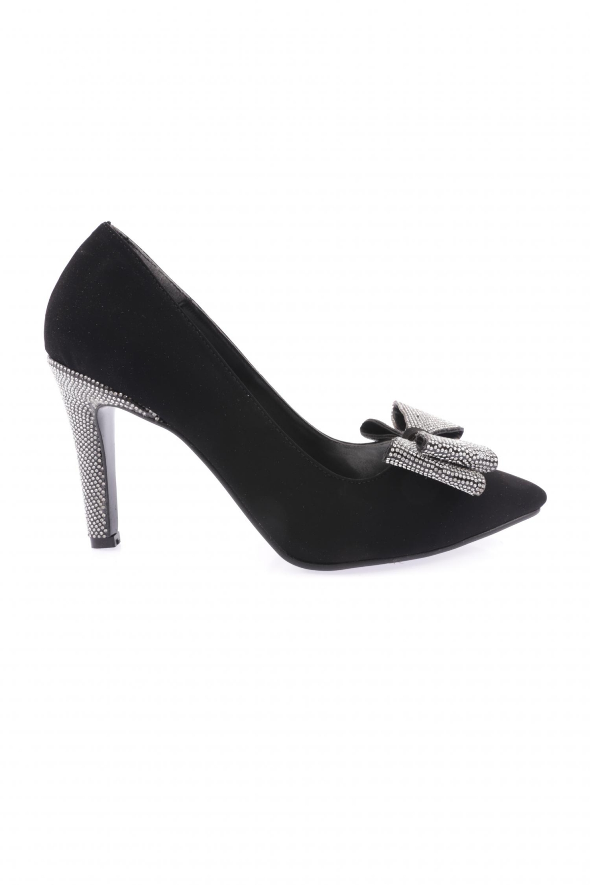 DGN 1315 23Y Kadin Sivri Burun Kristal Taşli Fiyonklu Abiye Ayakkabi - Görsel 2