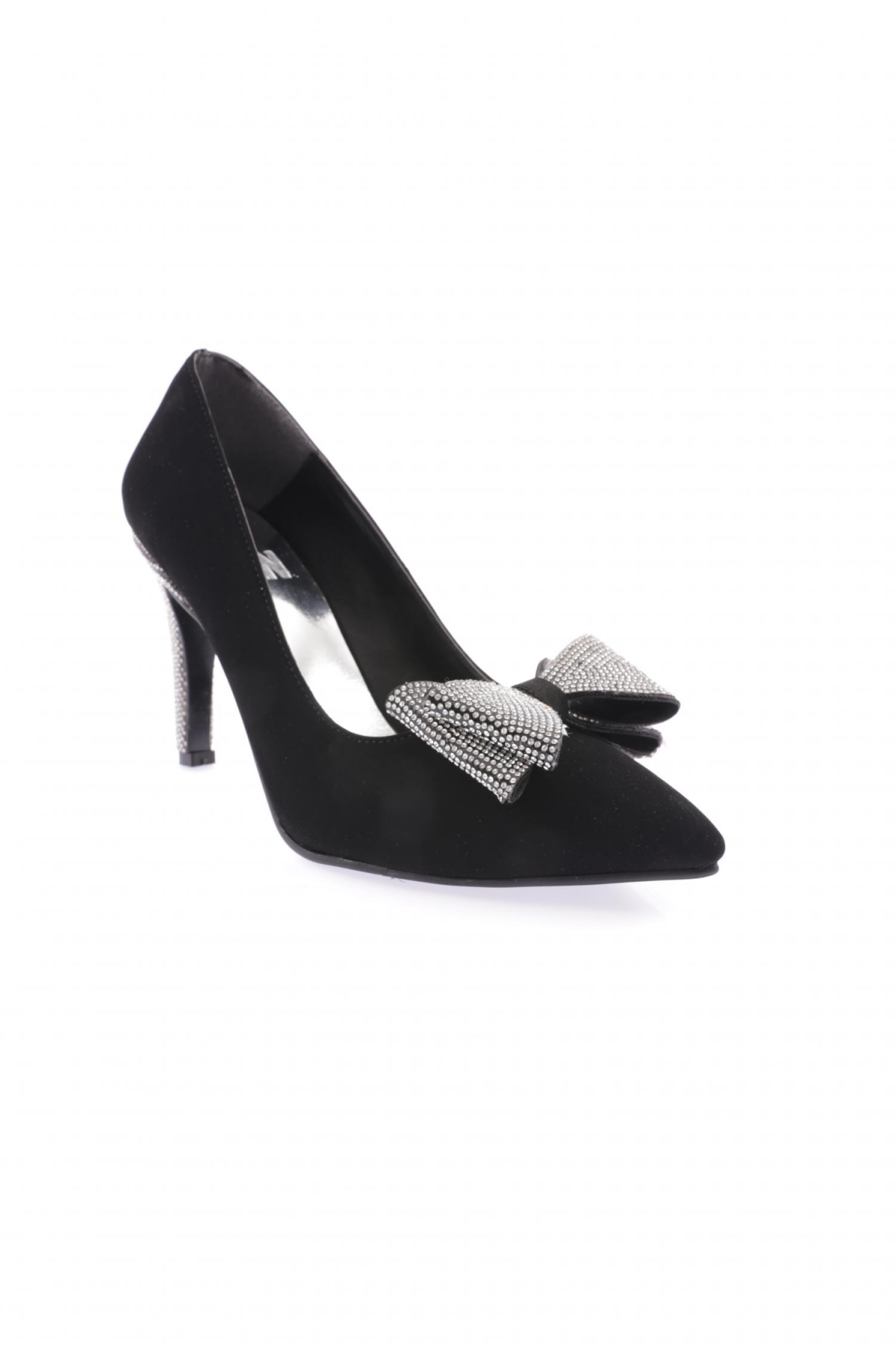 DGN 1315 23Y Kadin Sivri Burun Kristal Taşli Fiyonklu Abiye Ayakkabi - Görsel 3