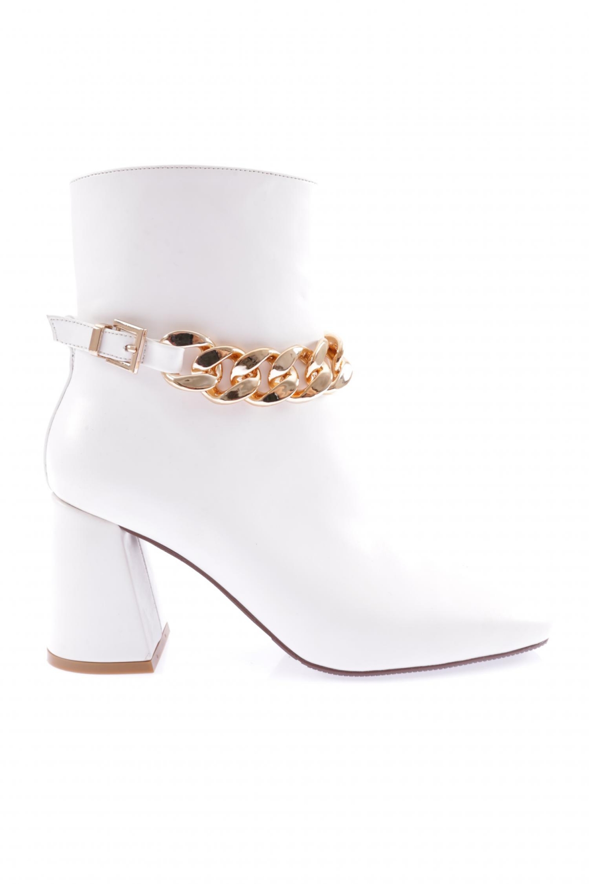 Dgn Dgn Beyaz K405-22K Kadin Zincir Aksesuarli Topuklu Bot Flo'da! Beyaz - 2. görsel