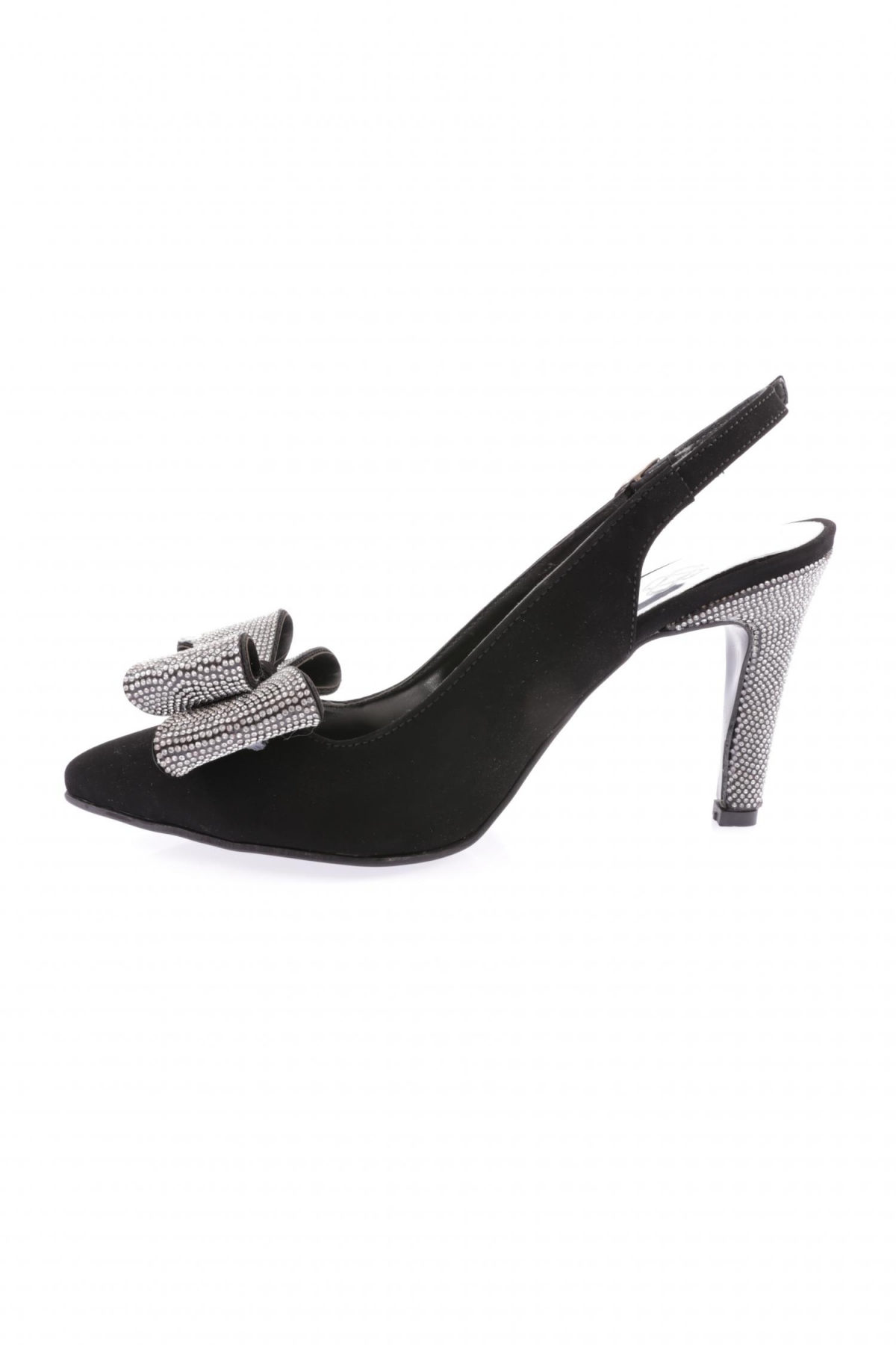 1316 23Y Kadin Sivri Burun Kristal Taşli Fiyonklu Bilekten Bağli Abiye Ayakkabi - Görsel 4