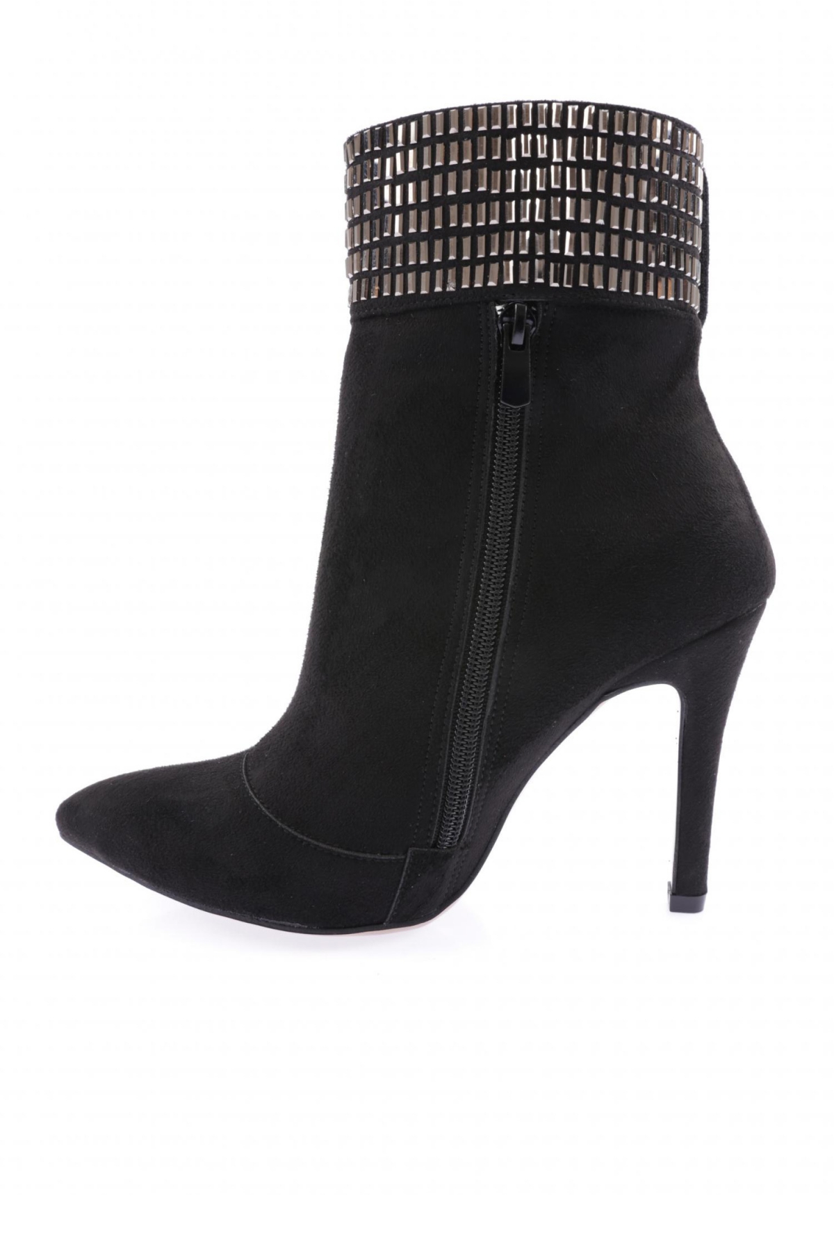 4246 Kadin Sivri Burun Kristal Taşli İnce Topuklu Bot - Görsel 4