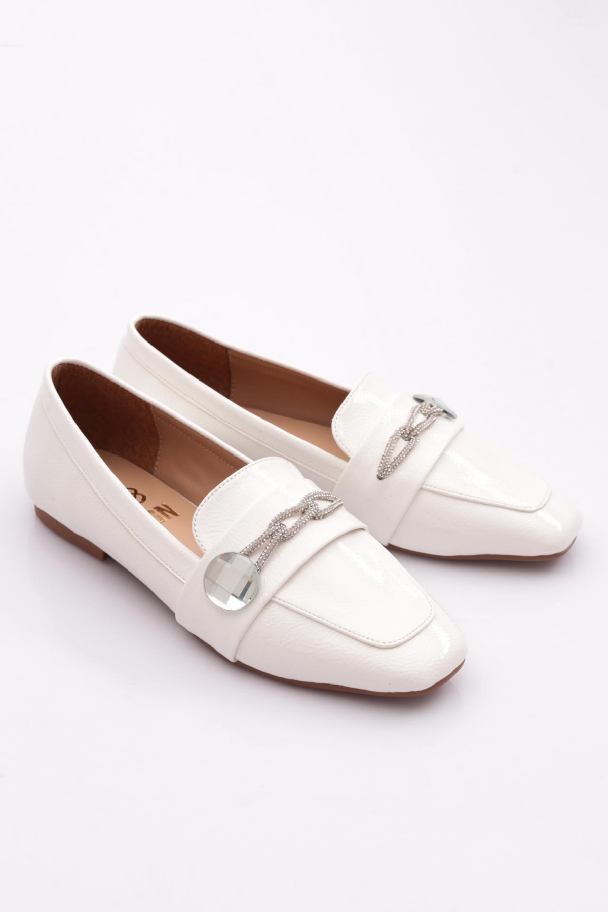 5002 Kadin Silver Taş Aksesuarli Babet - Görsel 3