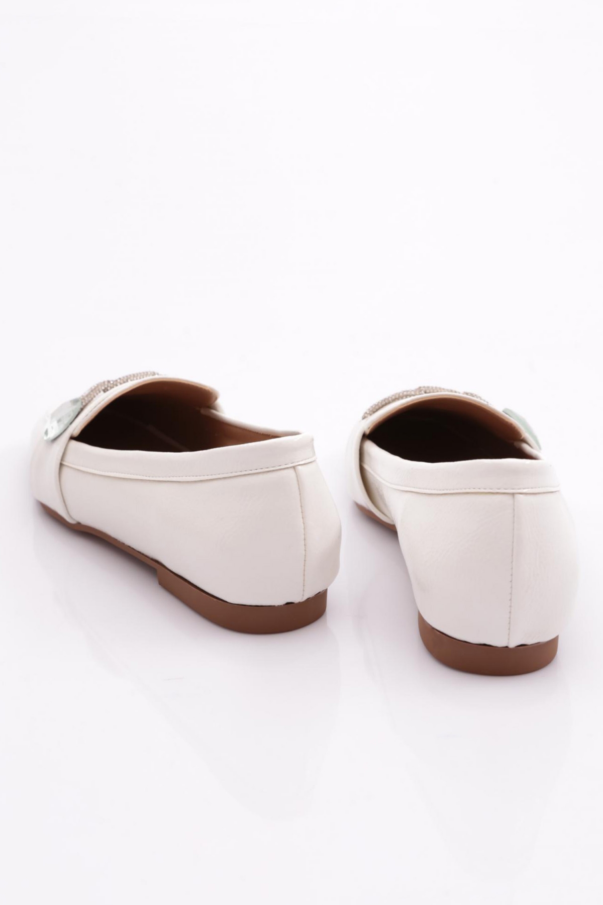 5002 Kadin Silver Taş Aksesuarli Babet - Görsel 4