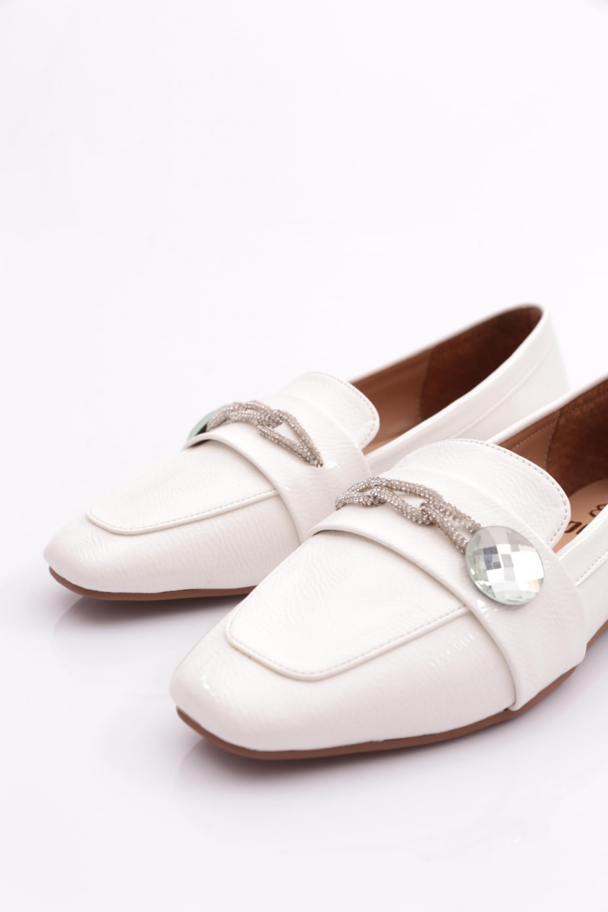 5002 Kadin Silver Taş Aksesuarli Babet - Görsel 5