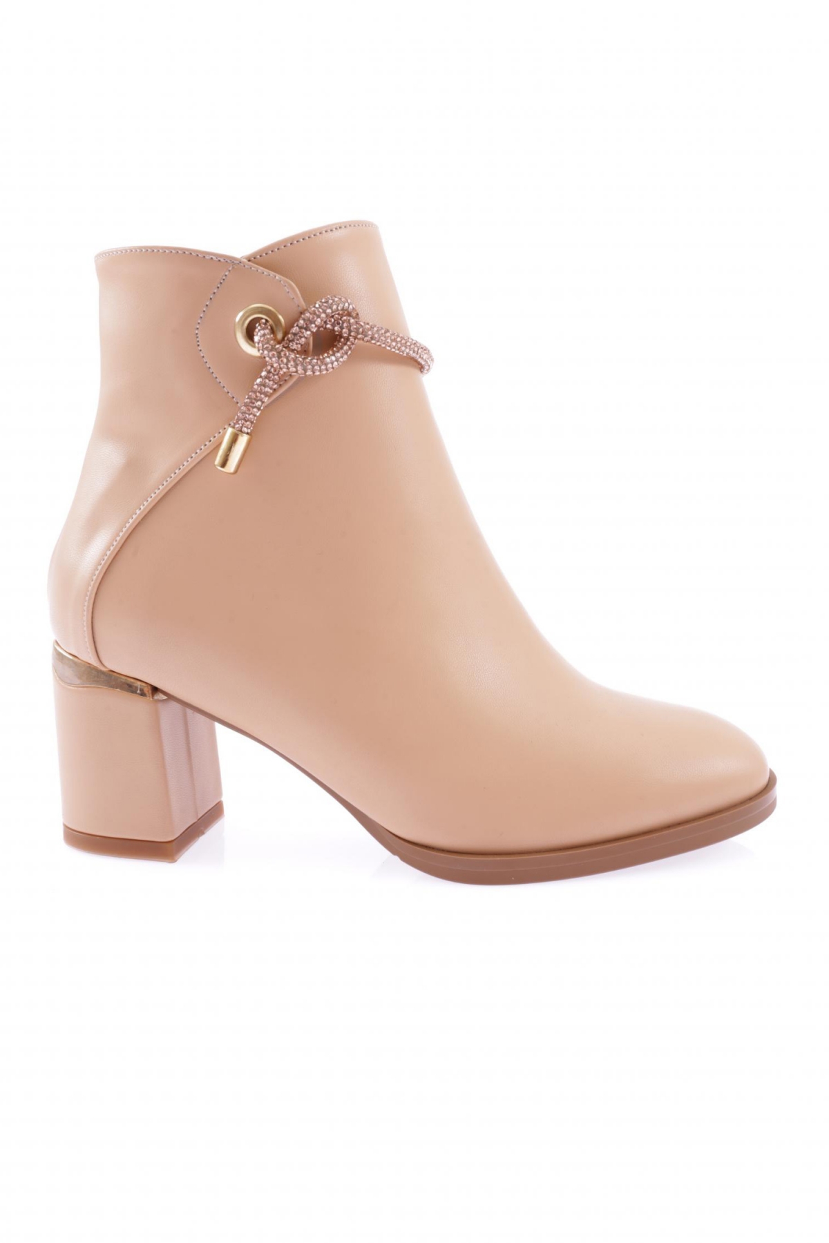 Dgn Dgn Bej 407 Kadin Siler Taş İpli Yandan Fermuarli Topuklu Bot | Flo Bej - 2. görsel
