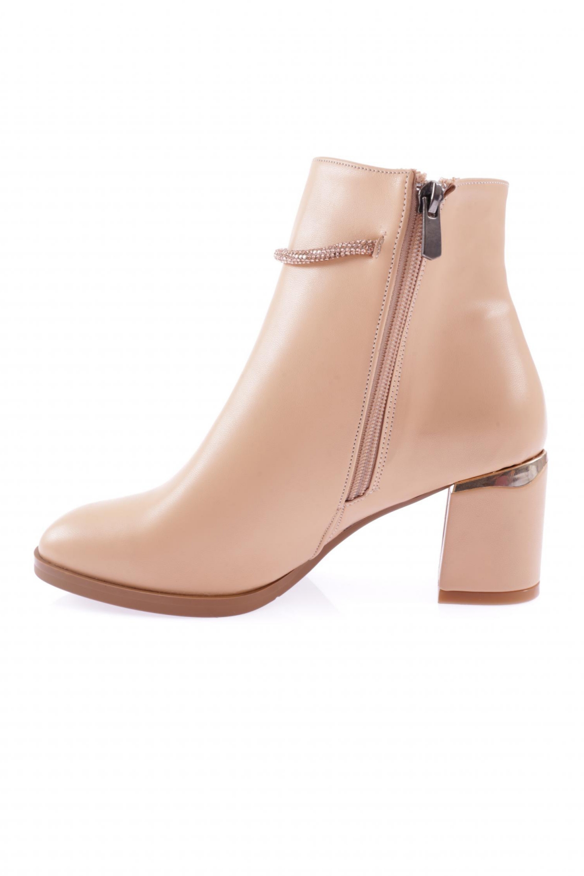 Dgn Dgn Bej 407 Kadin Siler Taş İpli Yandan Fermuarli Topuklu Bot | Flo Bej - 4. görsel