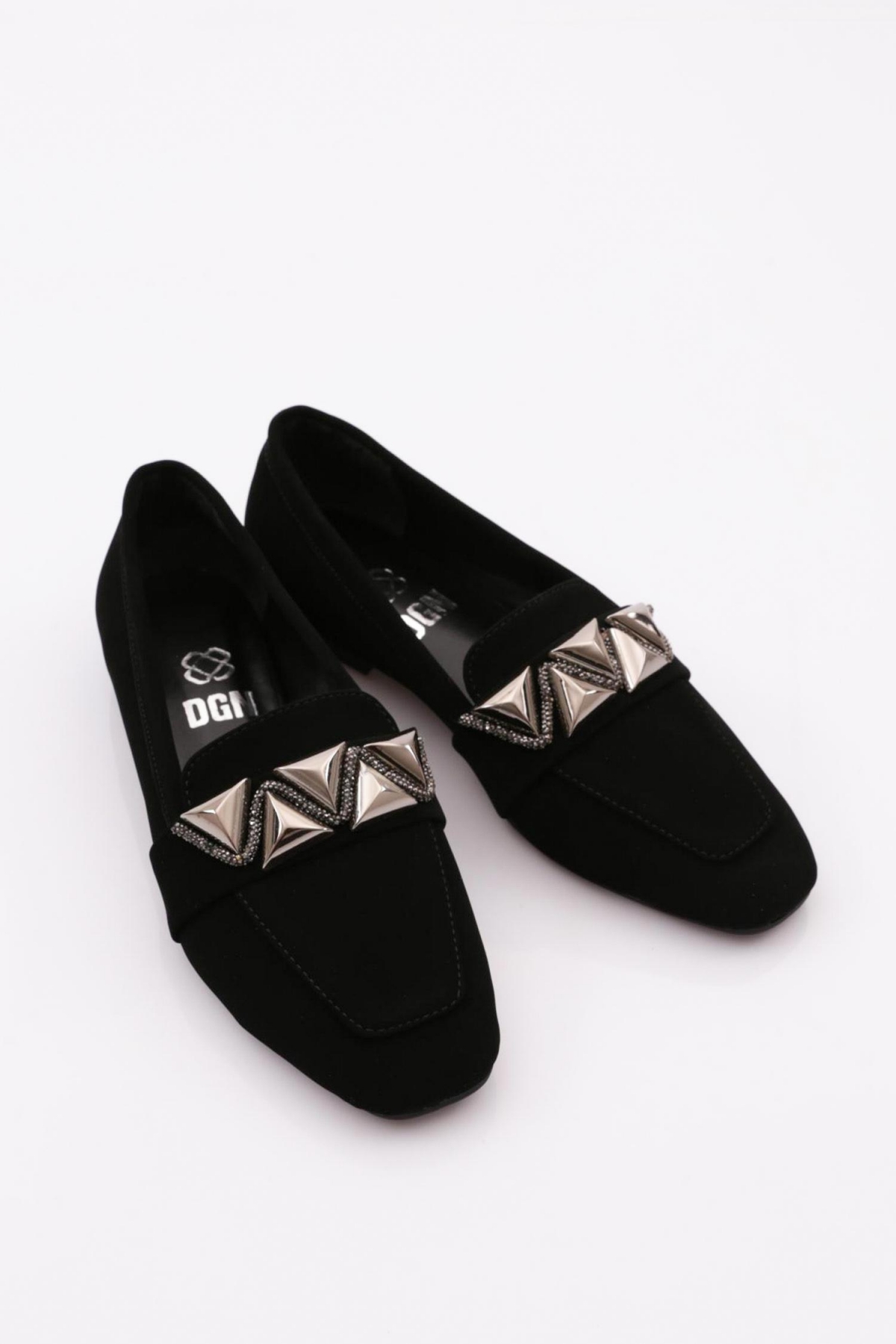 5001-23Y Kadin Silver Taş Metal Tokali Babet - Görsel 3