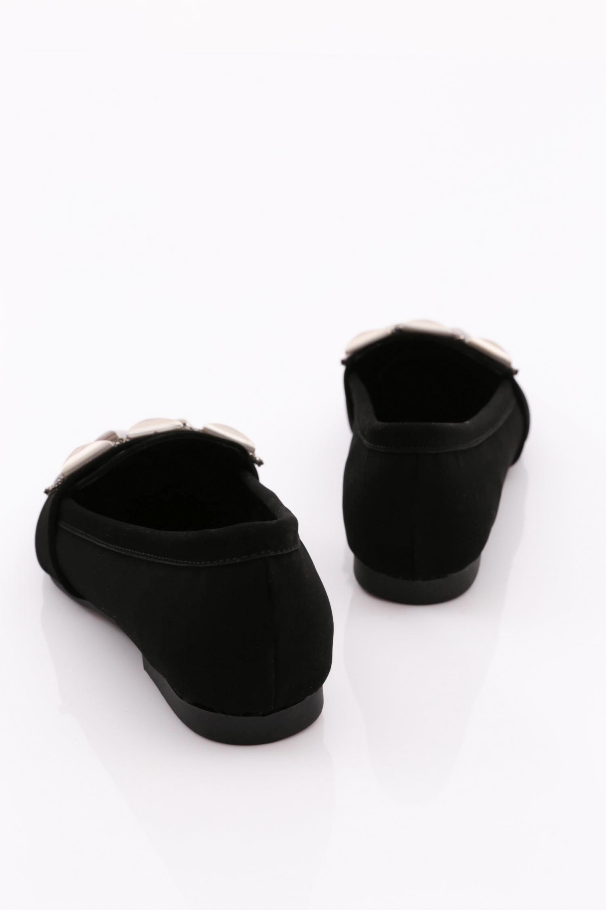 5001-23Y Kadin Silver Taş Metal Tokali Babet - Görsel 4