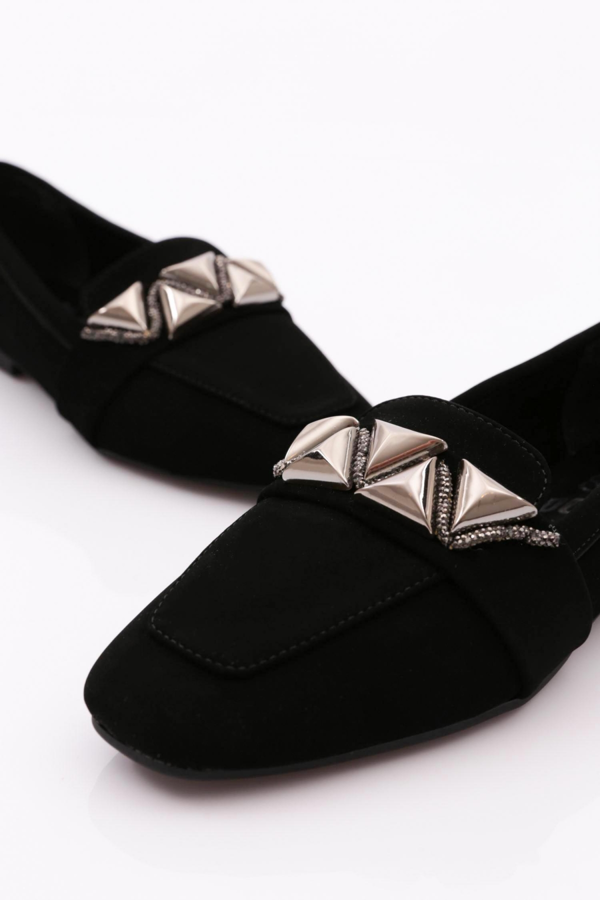 5001-23Y Kadin Silver Taş Metal Tokali Babet - Görsel 5